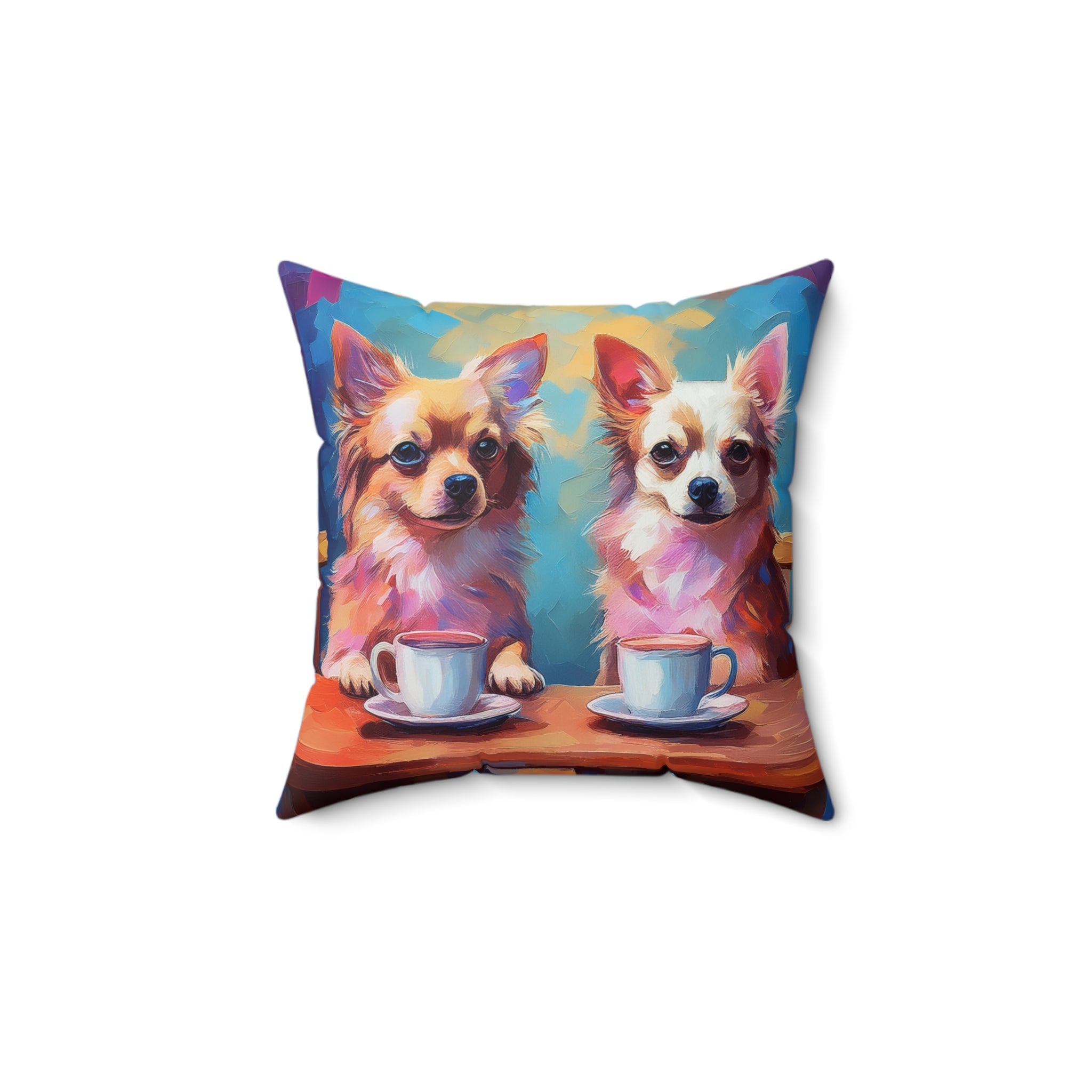 Cafe con Chihuahua Polyester Square Pillow