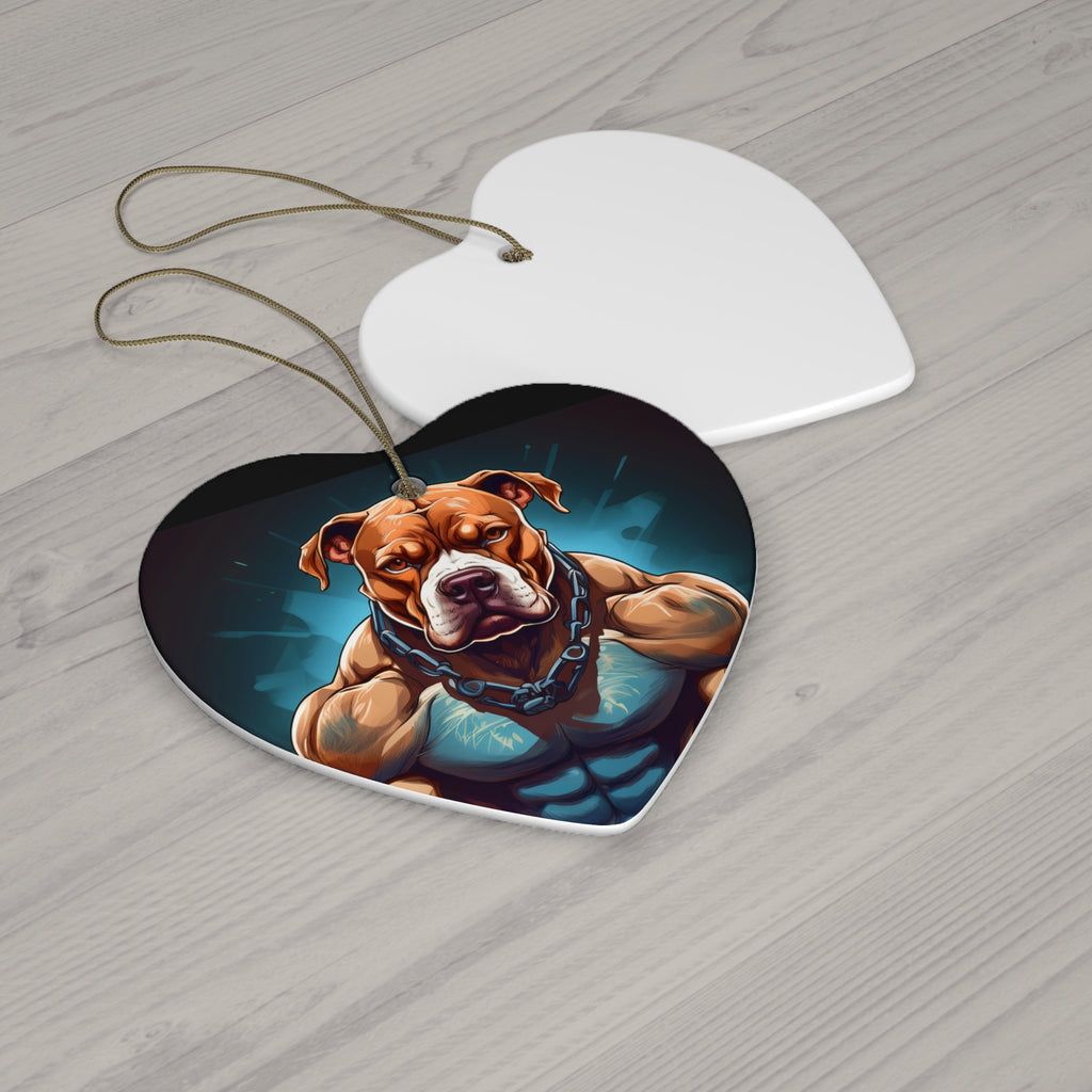 Pitbull Body Builder Ceramic Ornament