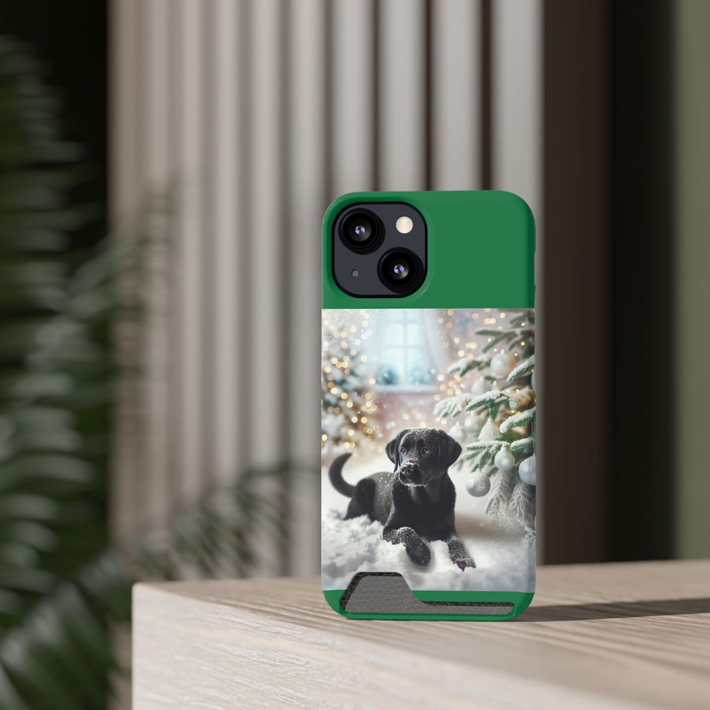 Black Lab Holiday Phone Case with Card Holder