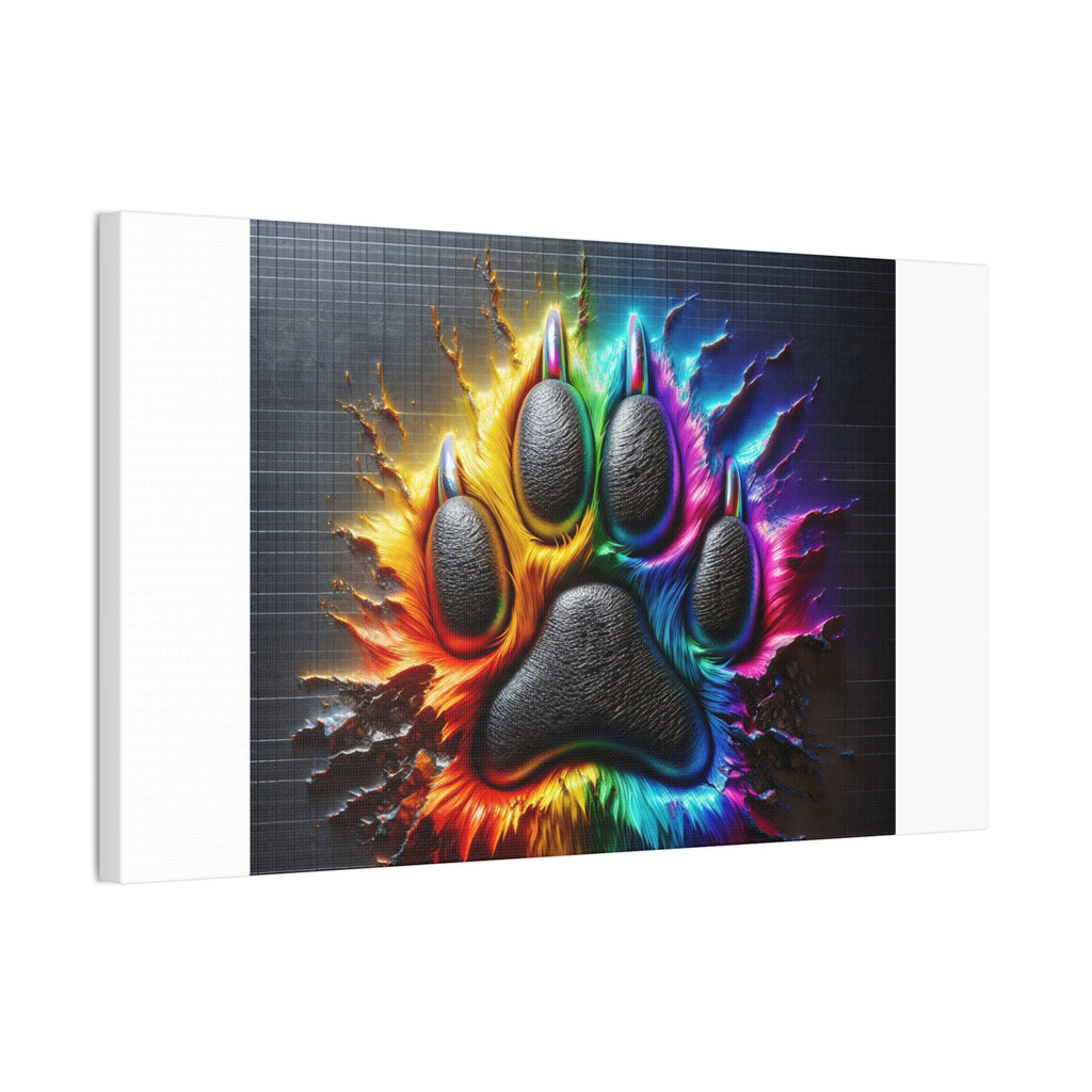 Electric Rainbow Dog Paw Canvas Stretched, 0.75"