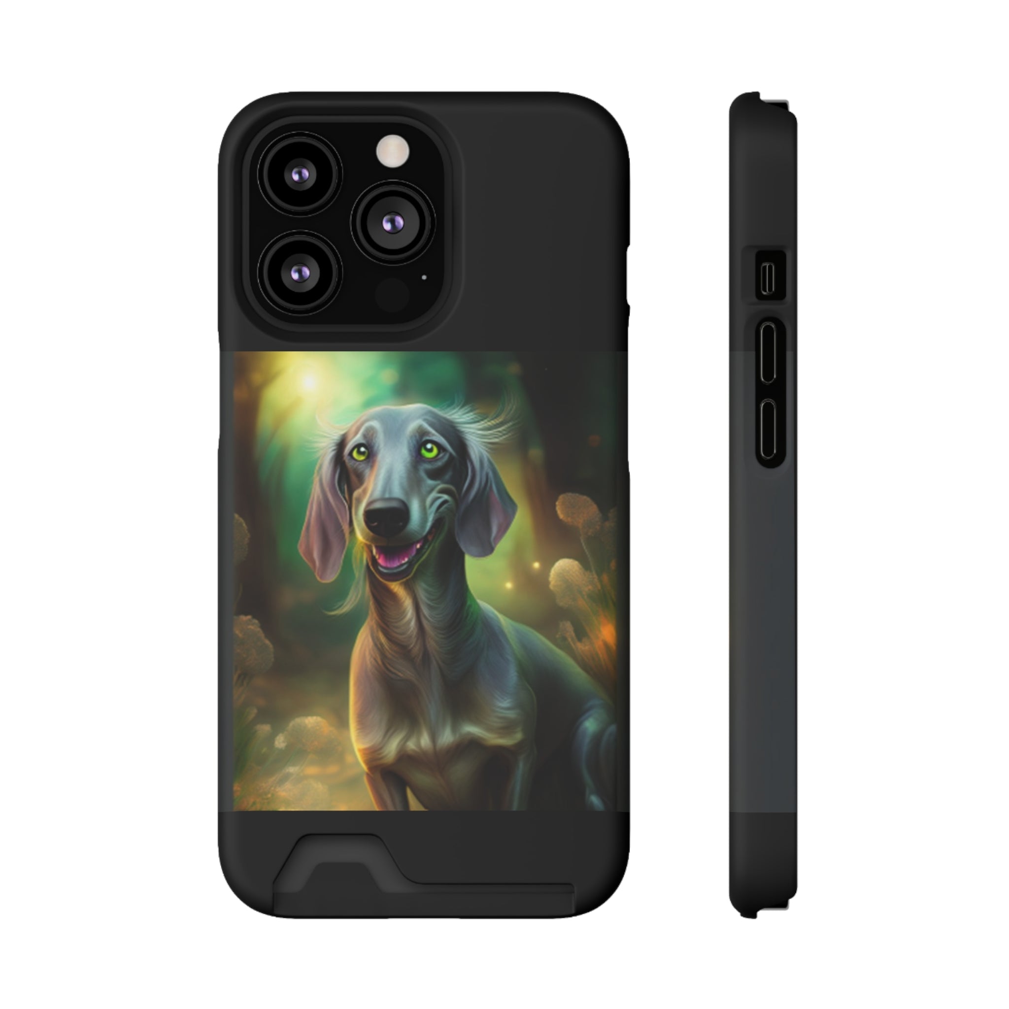 Dachshund Silver Grey Phone Case with Card Holder
