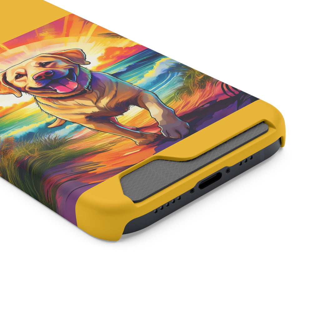 Yellow Lab Sunset Beach Phone Case with Card Holder