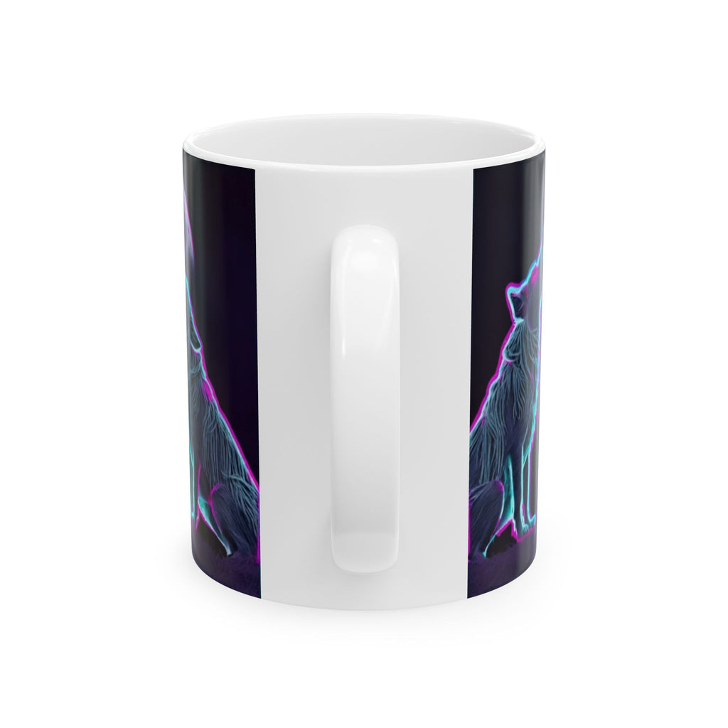 Neon Wolves Howling Ceramic Mug, (11oz, 15oz)