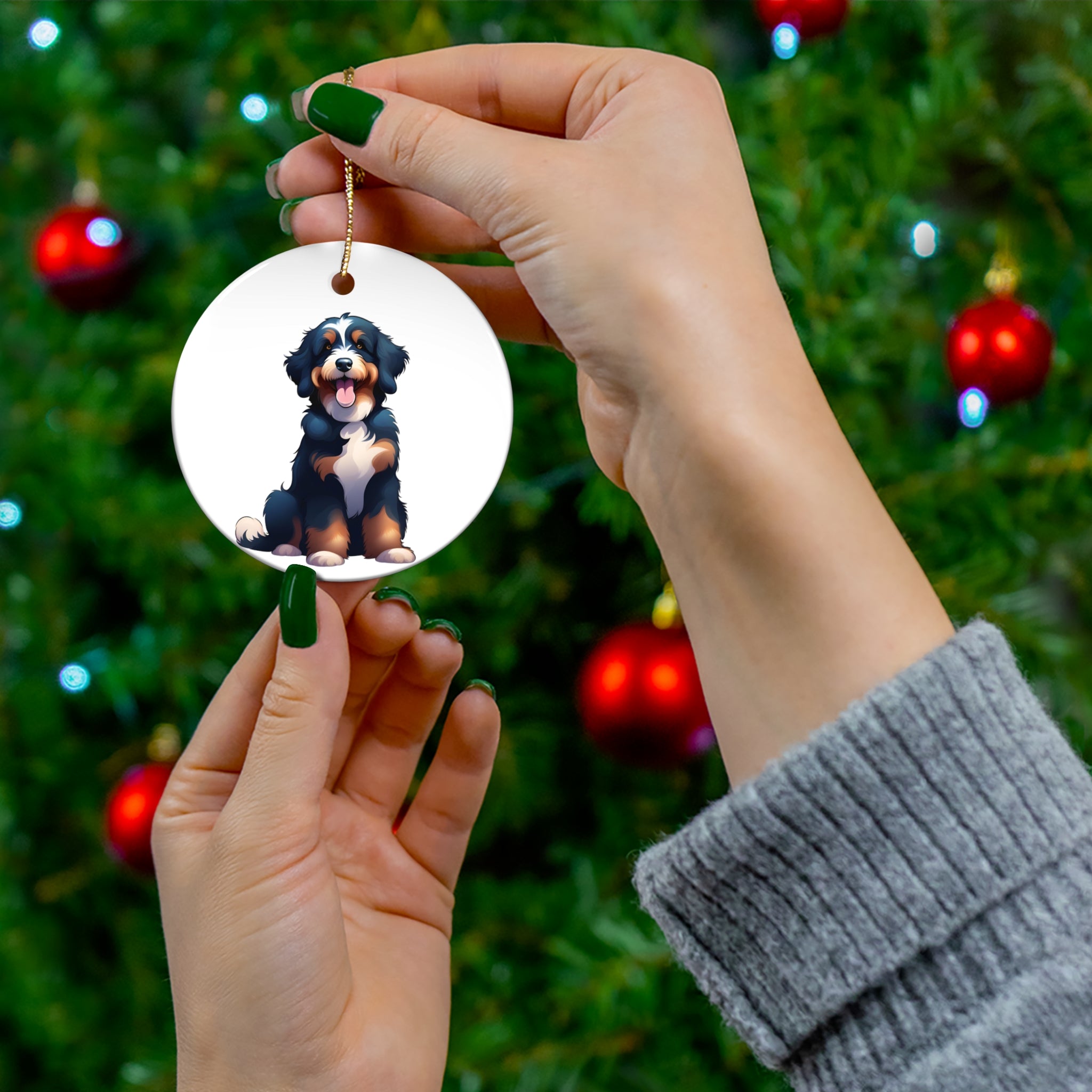Bernedoodle Ceramic Ornament