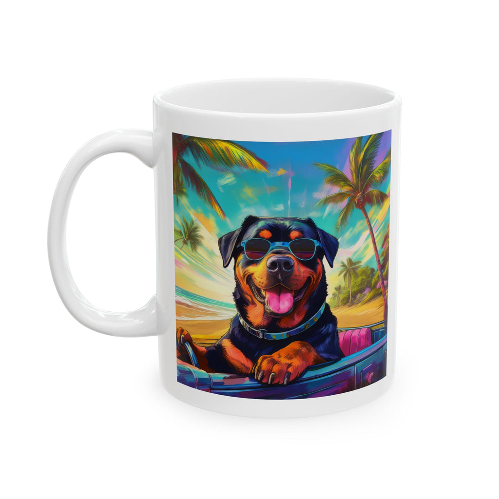 Rottweiler Beach Drive Ceramic Mug, (11oz, 15oz)