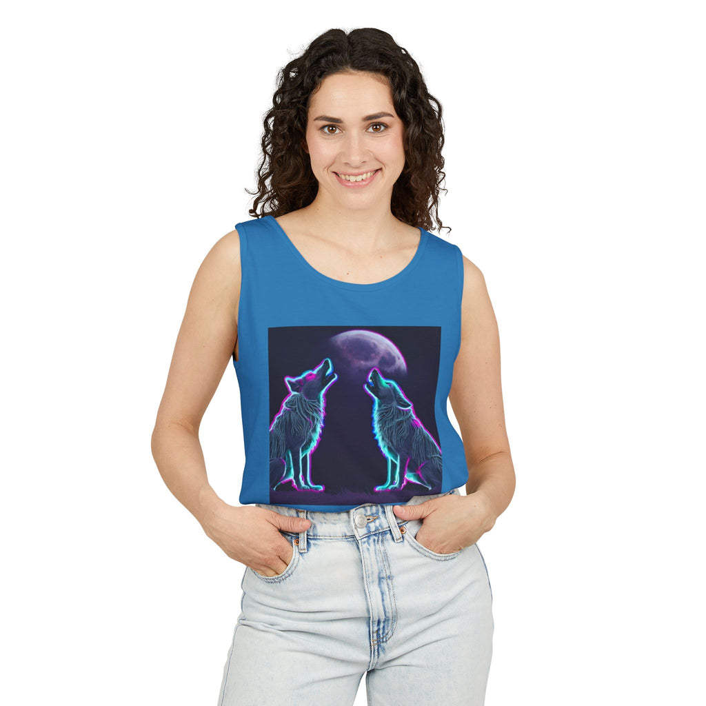 Neon Wolves Howling Unisex Tank Top
