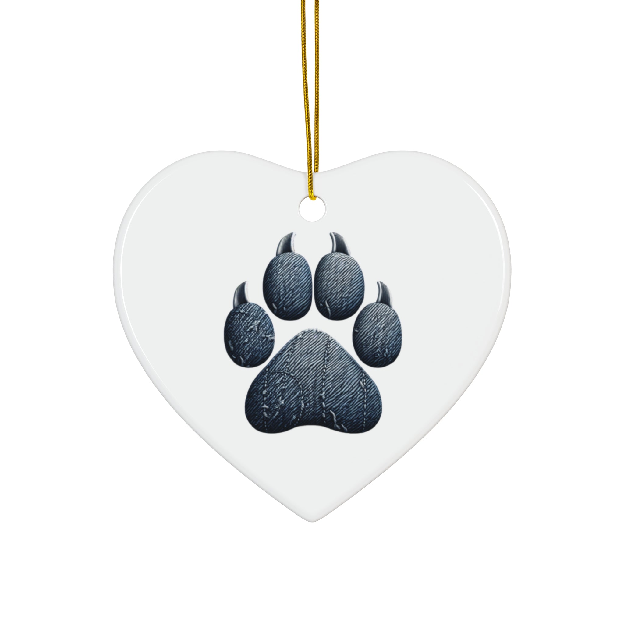 Denim Paw Ceramic Ornament