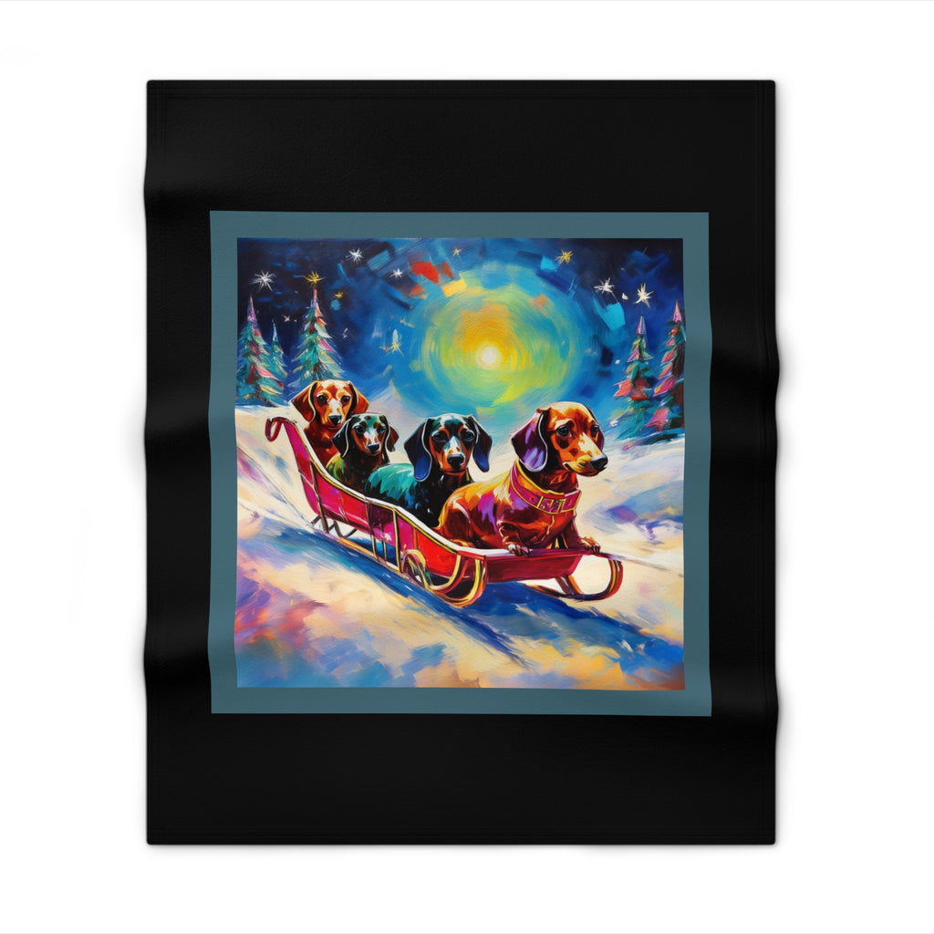 Dachshund Night Sleighride Throw Blanket