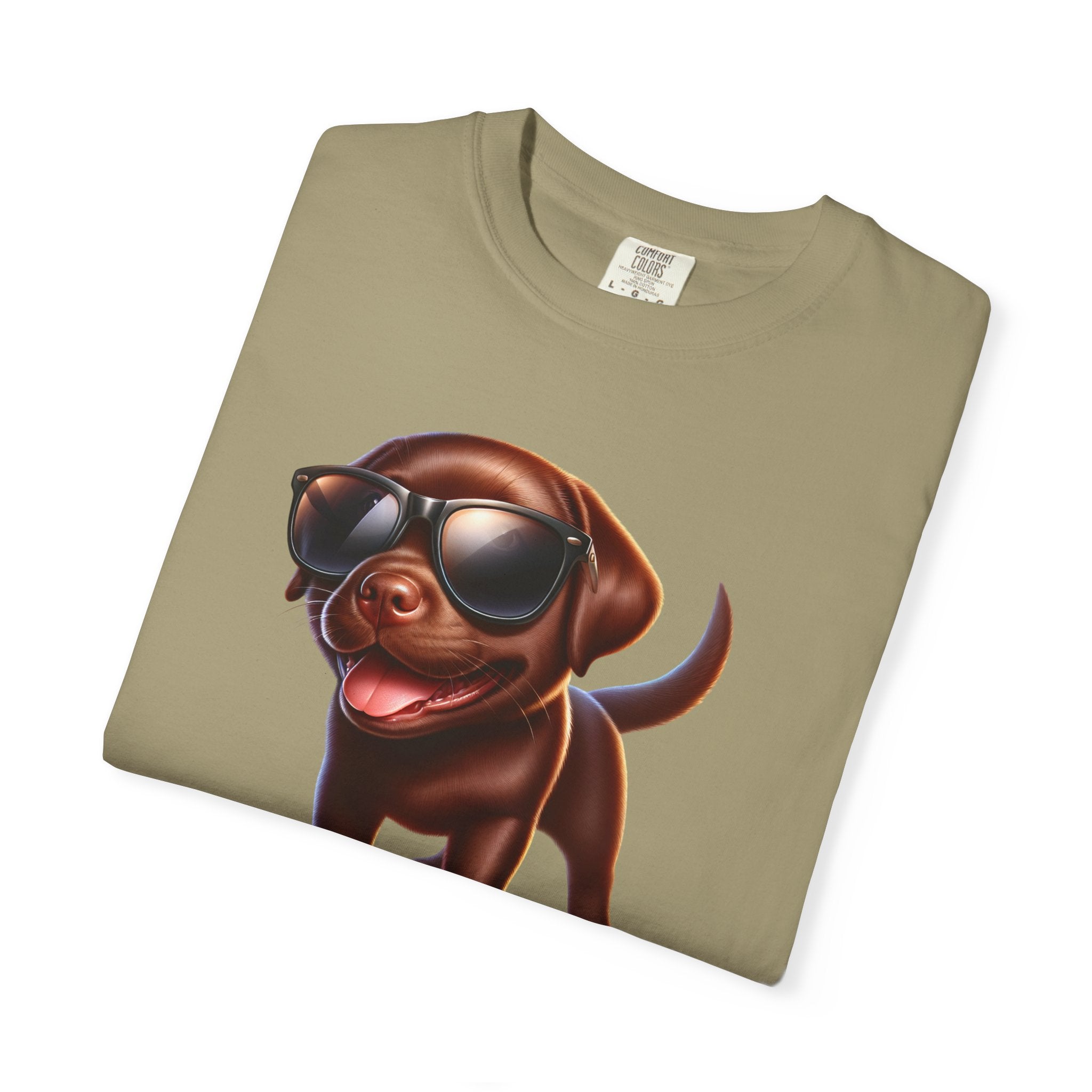 Chocolate Lab w/ sunglasses Unisex Garment-Dyed T-shirt