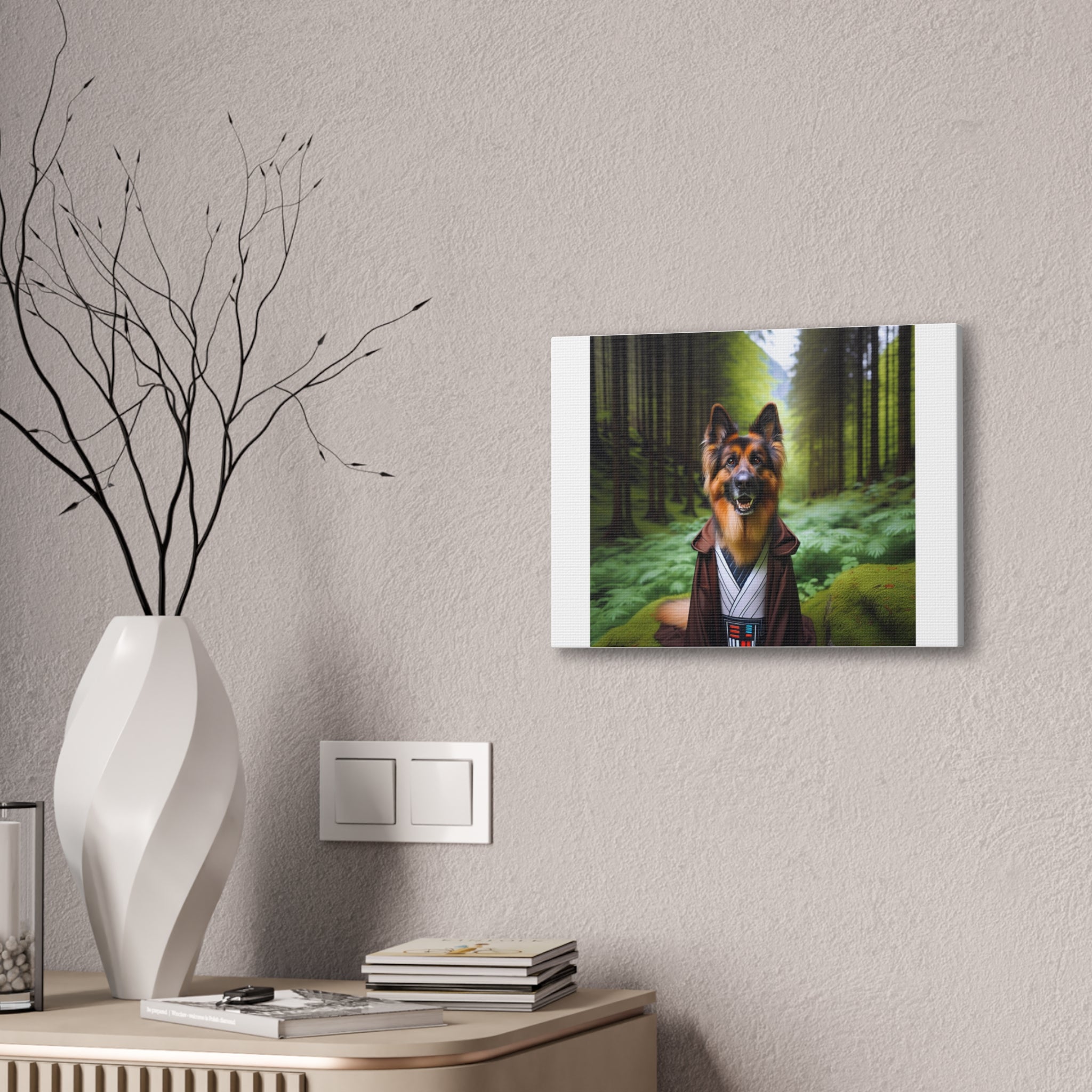German Shepherd Forest Knight Canvas Stretched, 0.75"