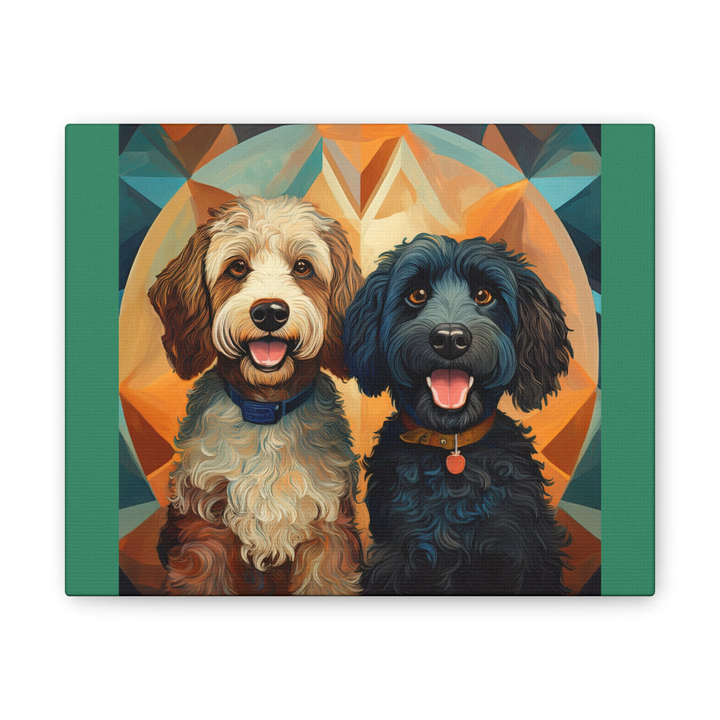 Doodles, Black & Tan Canvas Painting