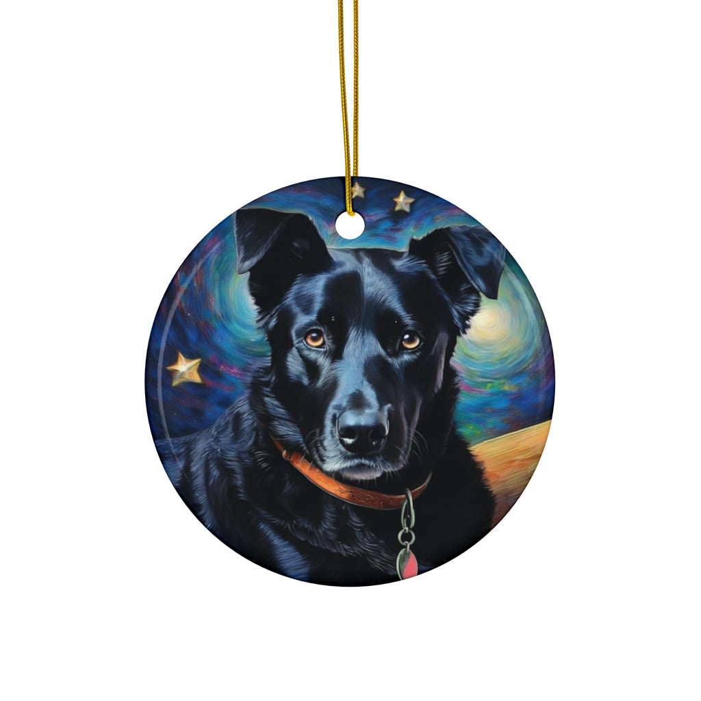 Black Shepherd Lab Stary Night Ceramic Ornament