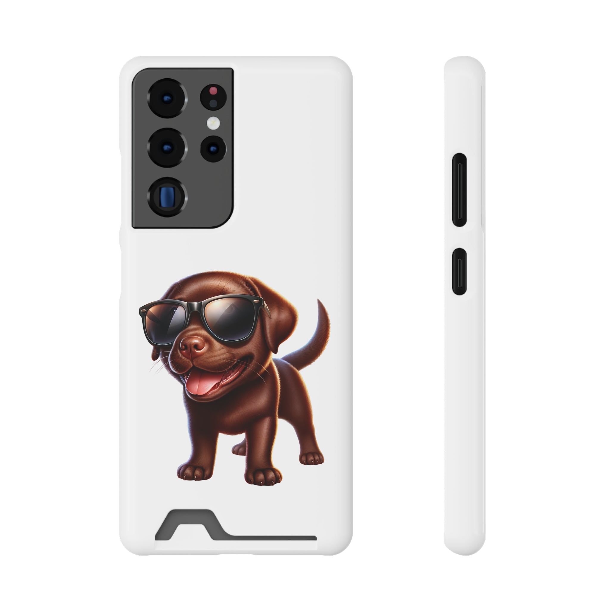 Chocolate Lab with Sunglasses Phone Case with Card Holder