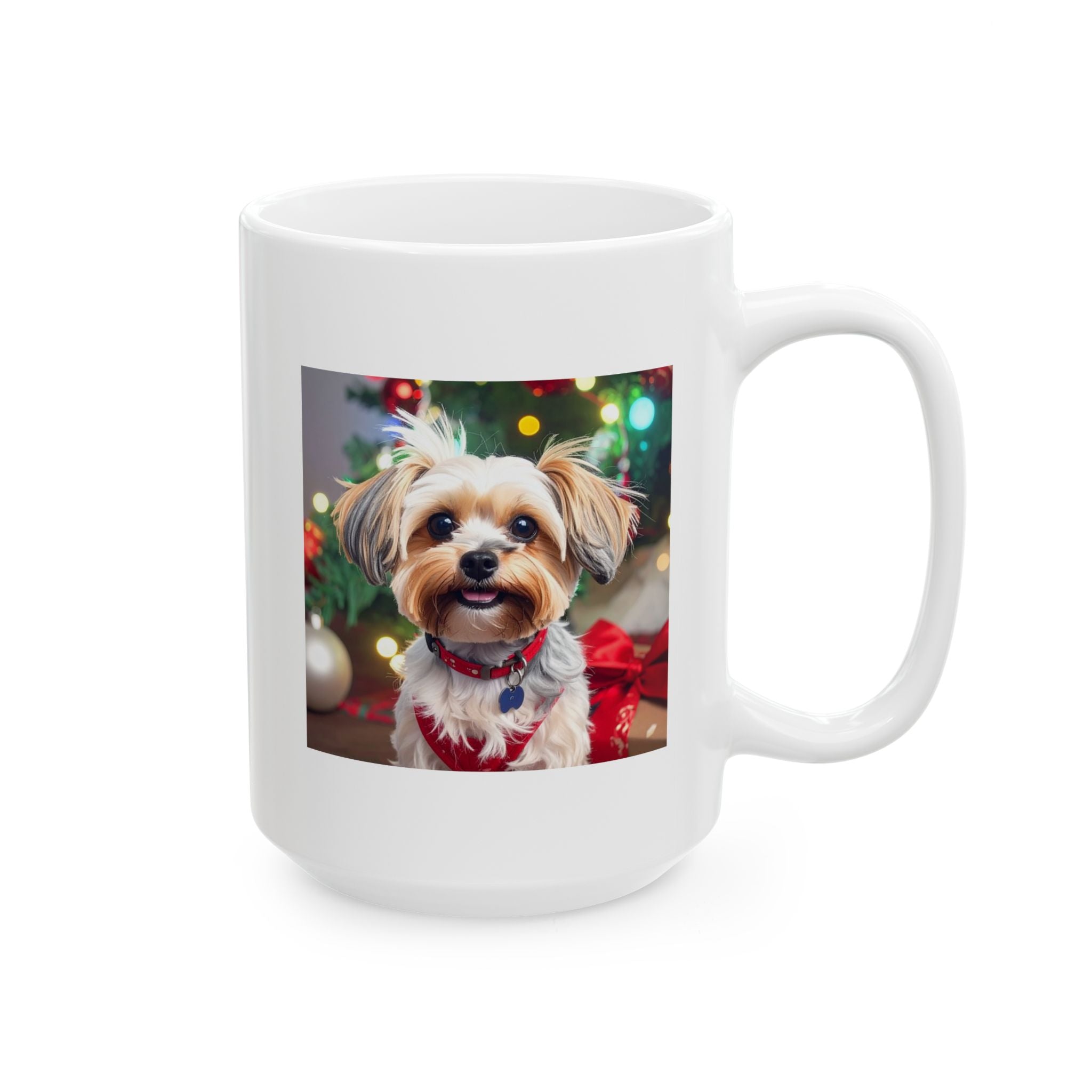 Yorkie Holiday Ceramic Mug, (11oz, 15oz)