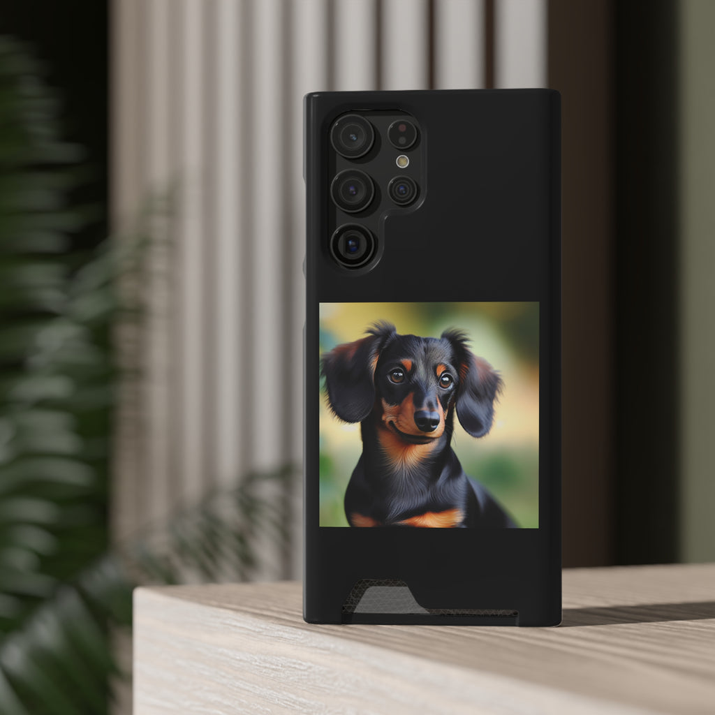 Dachshund Black and Brown Phone Case with Card Holder