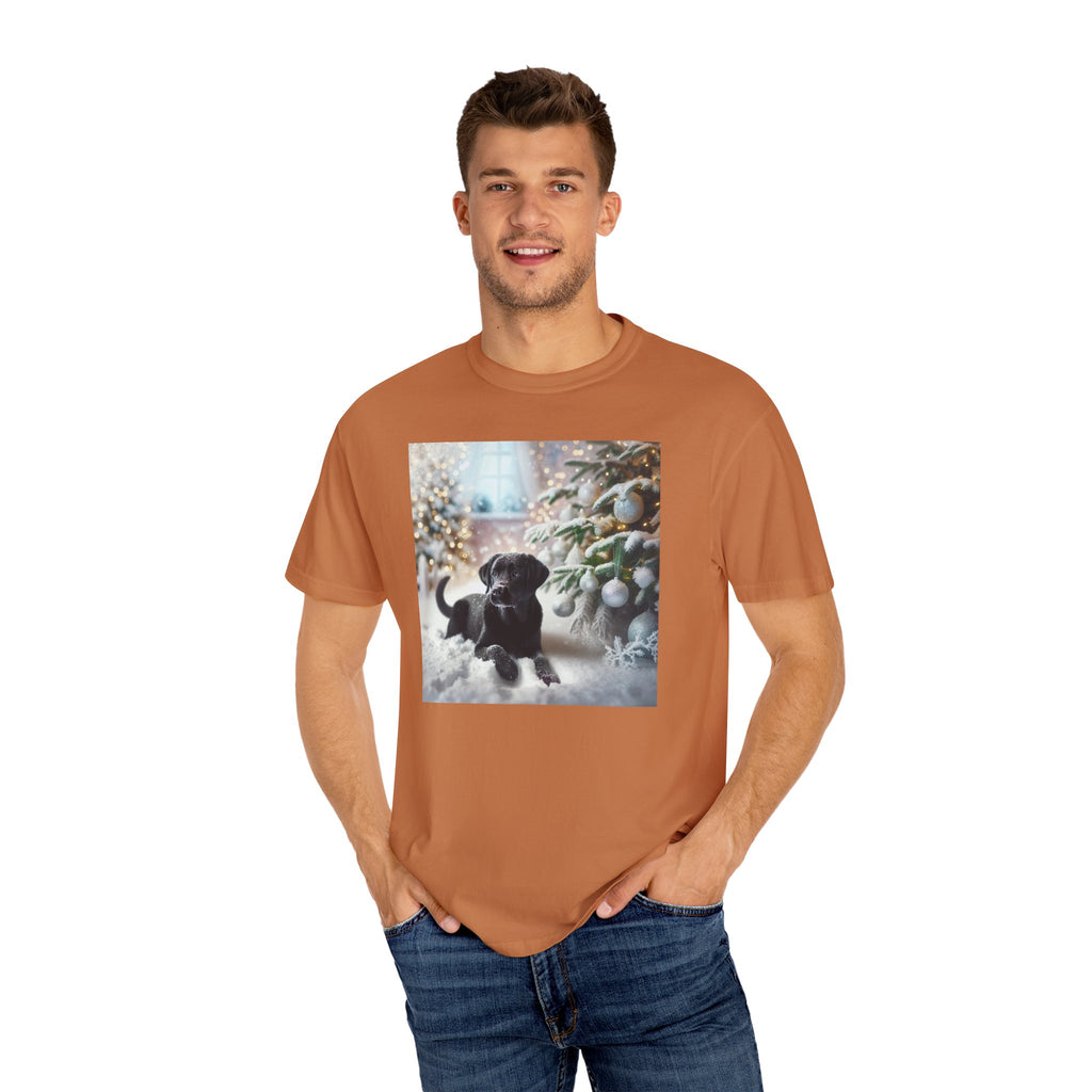 Black Lab Puppy Holiday Unisex Garment-Dyed T-shirt