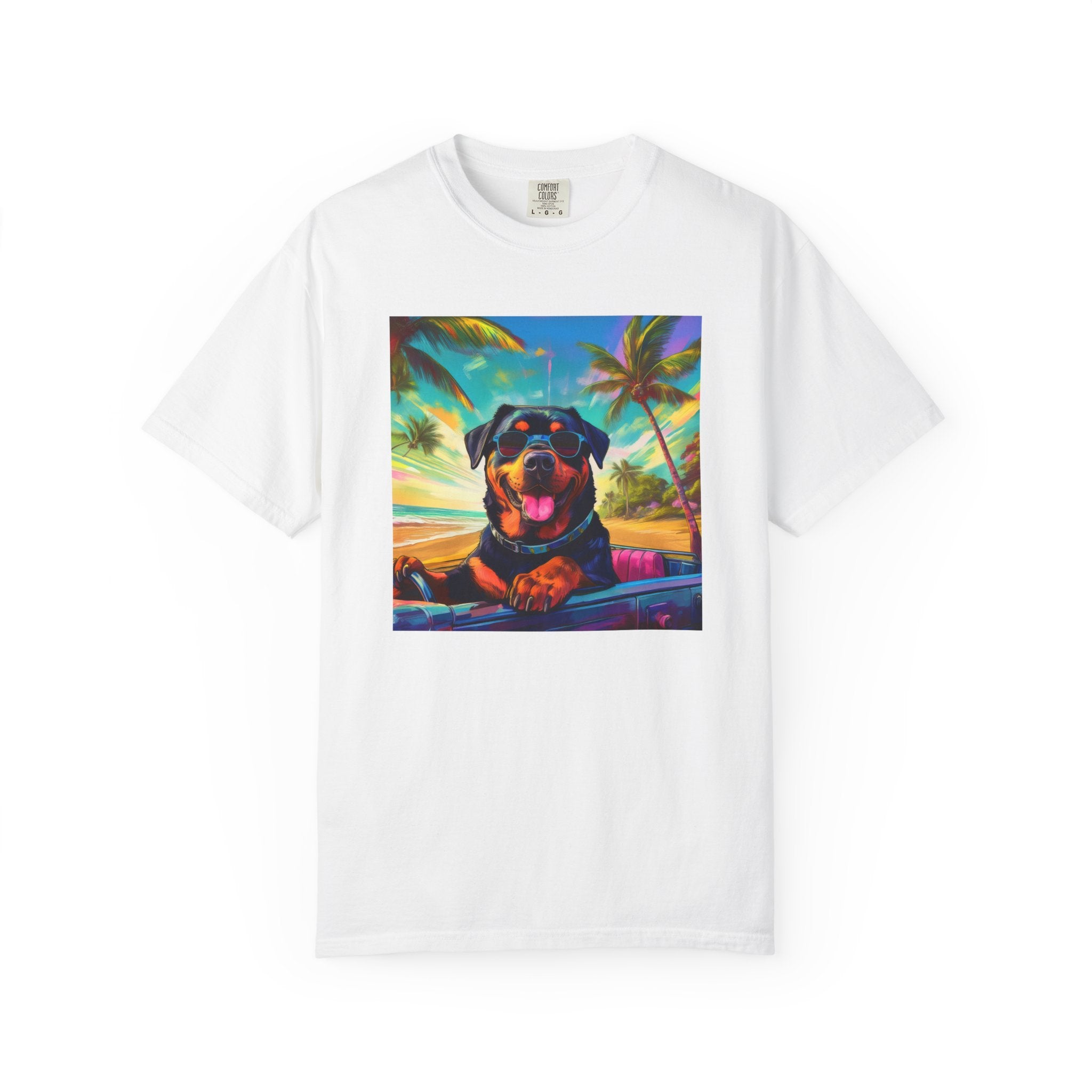 Rottweiler Beach Drive Unisex Garment-Dyed T-shirt
