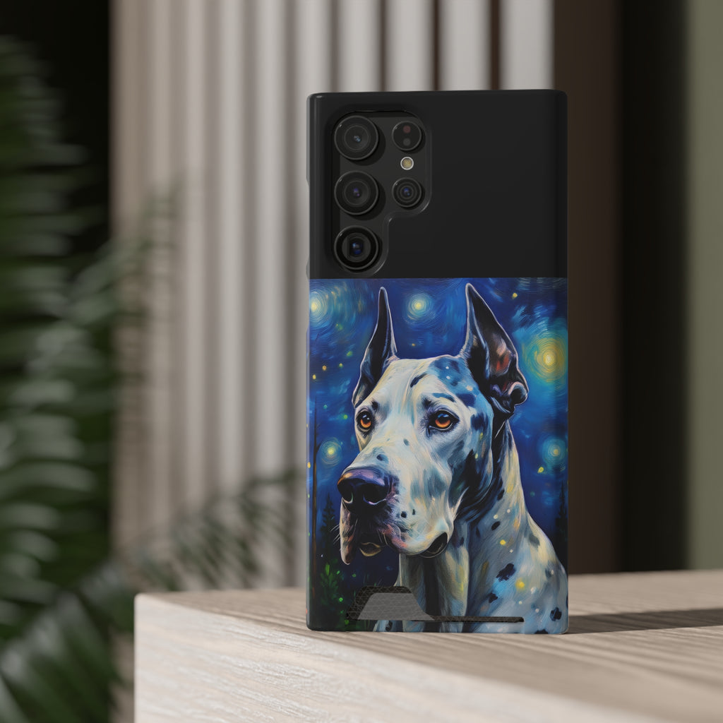 Great Dane Stary Night Phone Case with Card Holder