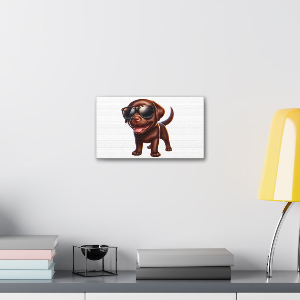 Chocolate Lab in Sunglasses Canvas Stretched, 0.75"