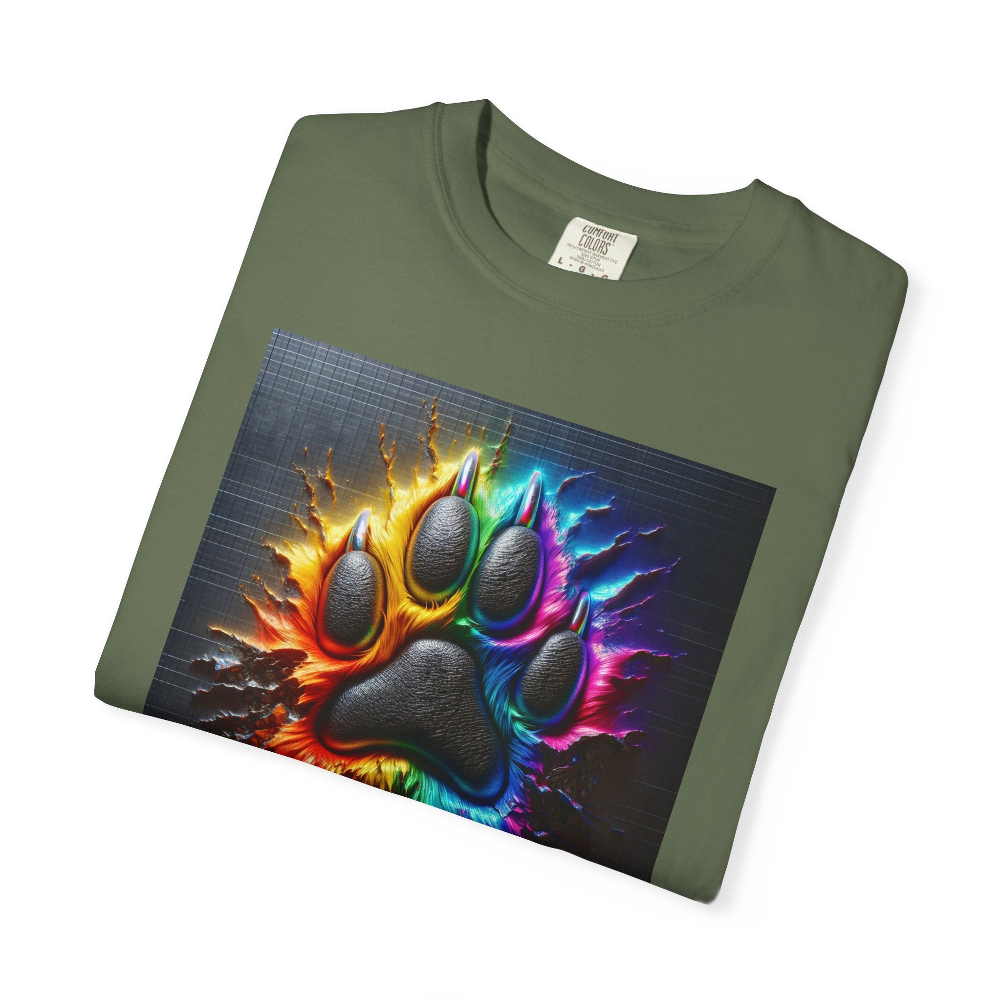 Electric Rainbow Dog Paw Unisex Garment-Dyed T-shirt