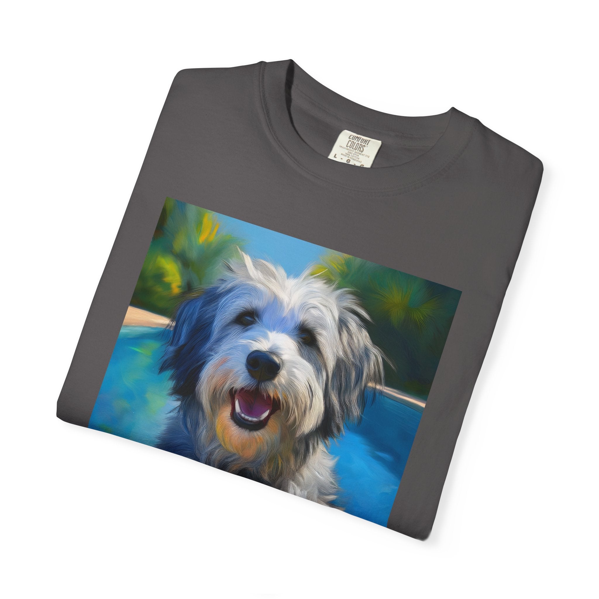 Grey Shaggy Dog Poolside Unisex Garment-Dyed T-shirt