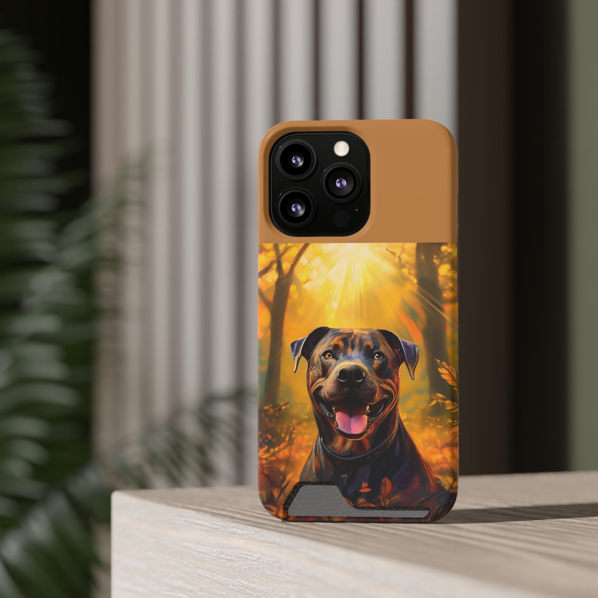 Pitbull Autumn Phone Case with Card Holder
