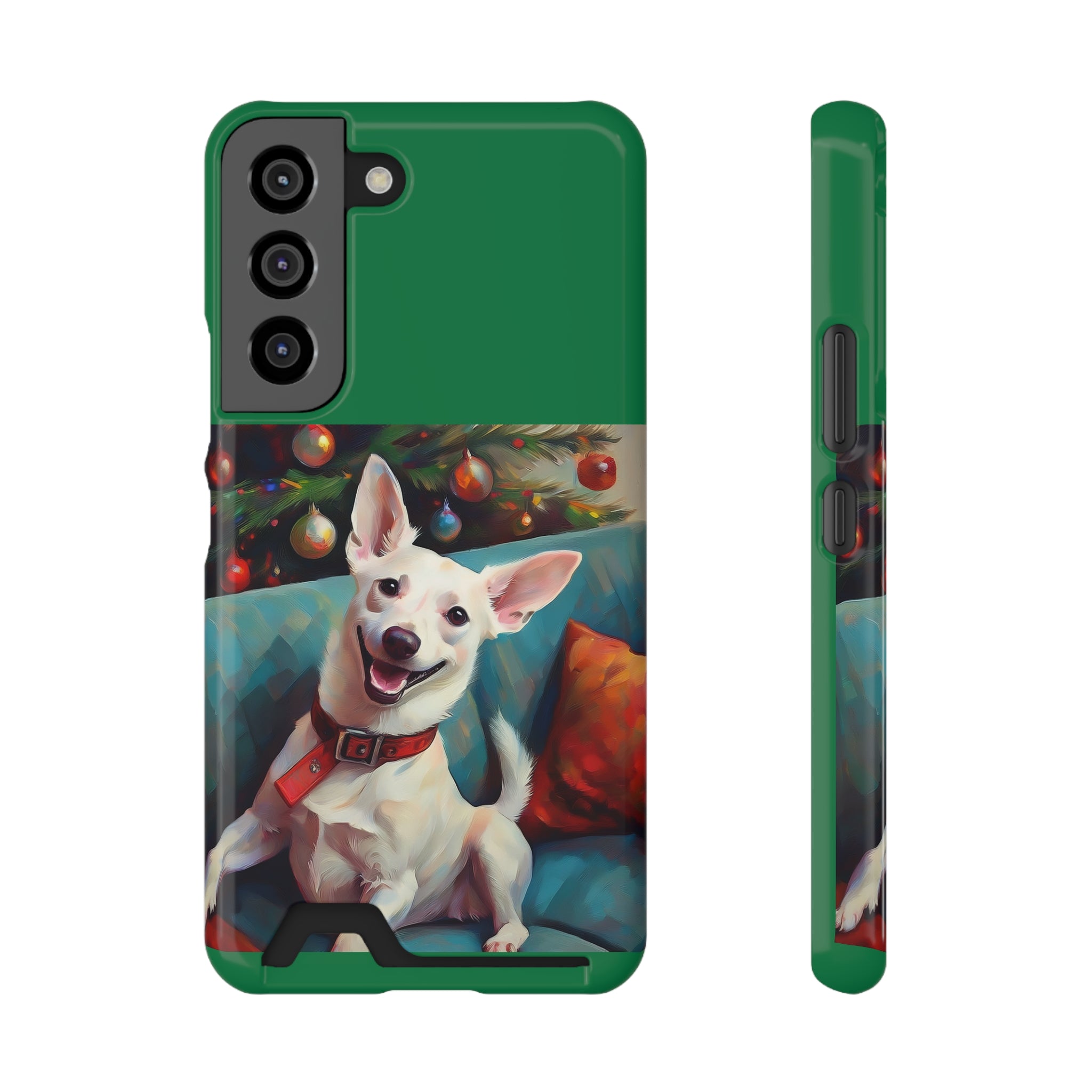 White Corgi Holiday II Phone Case with Card Holder