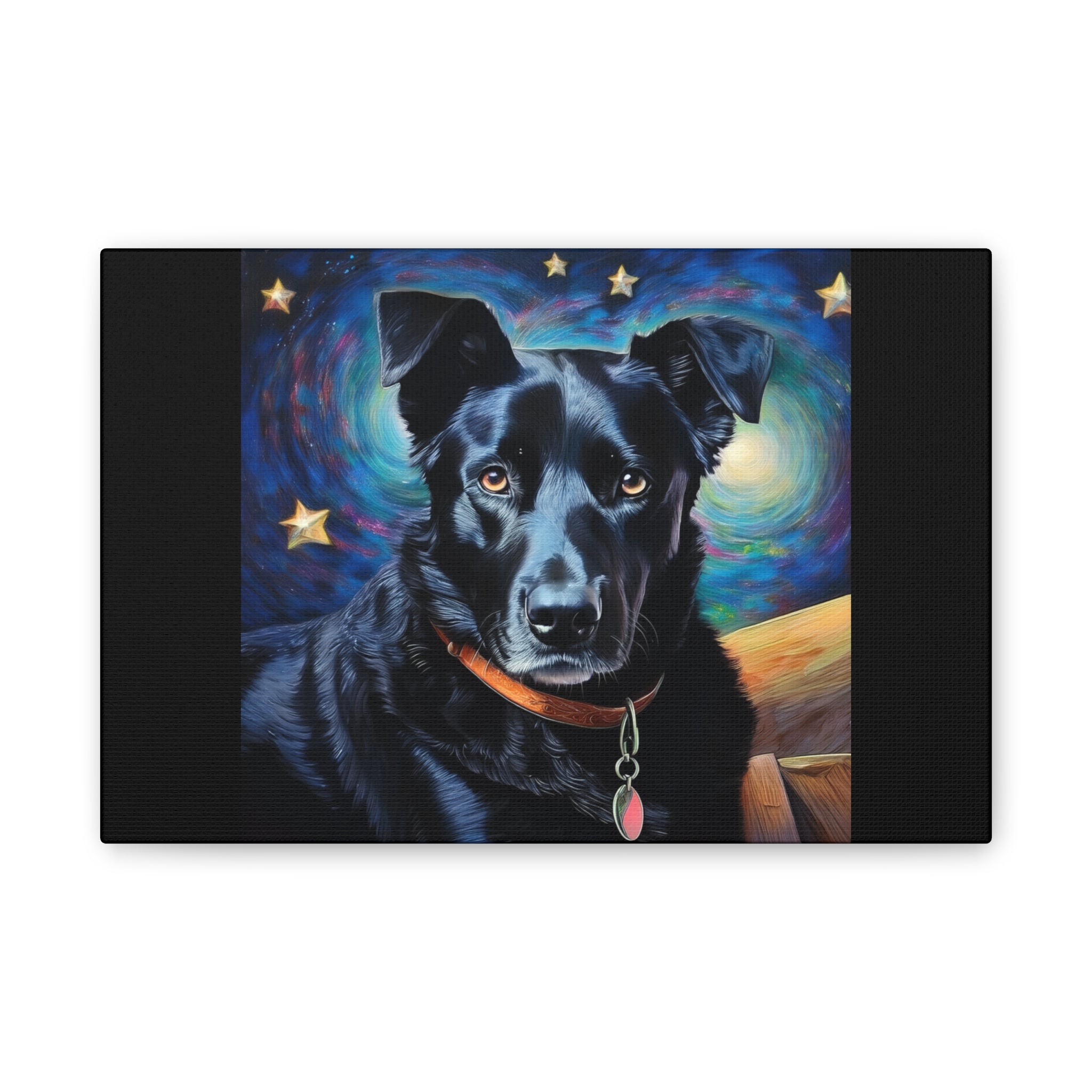 Black Shepherd Lab Stary Night Cavas Painting