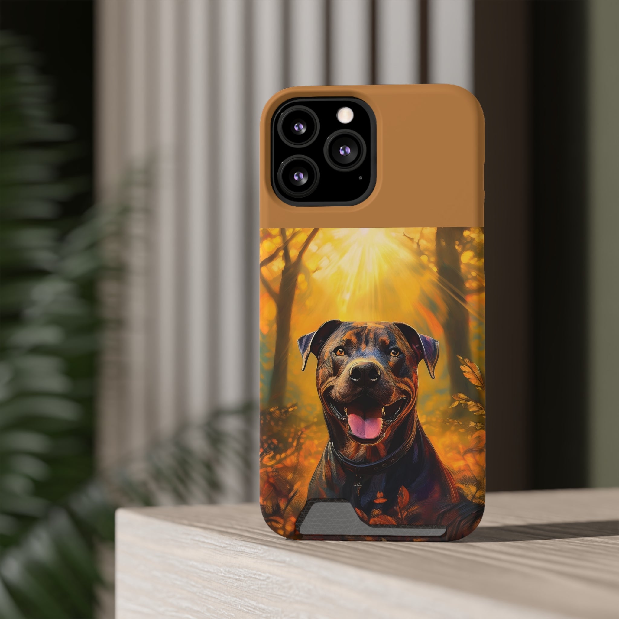 Pitbull Autumn Phone Case with Card Holder