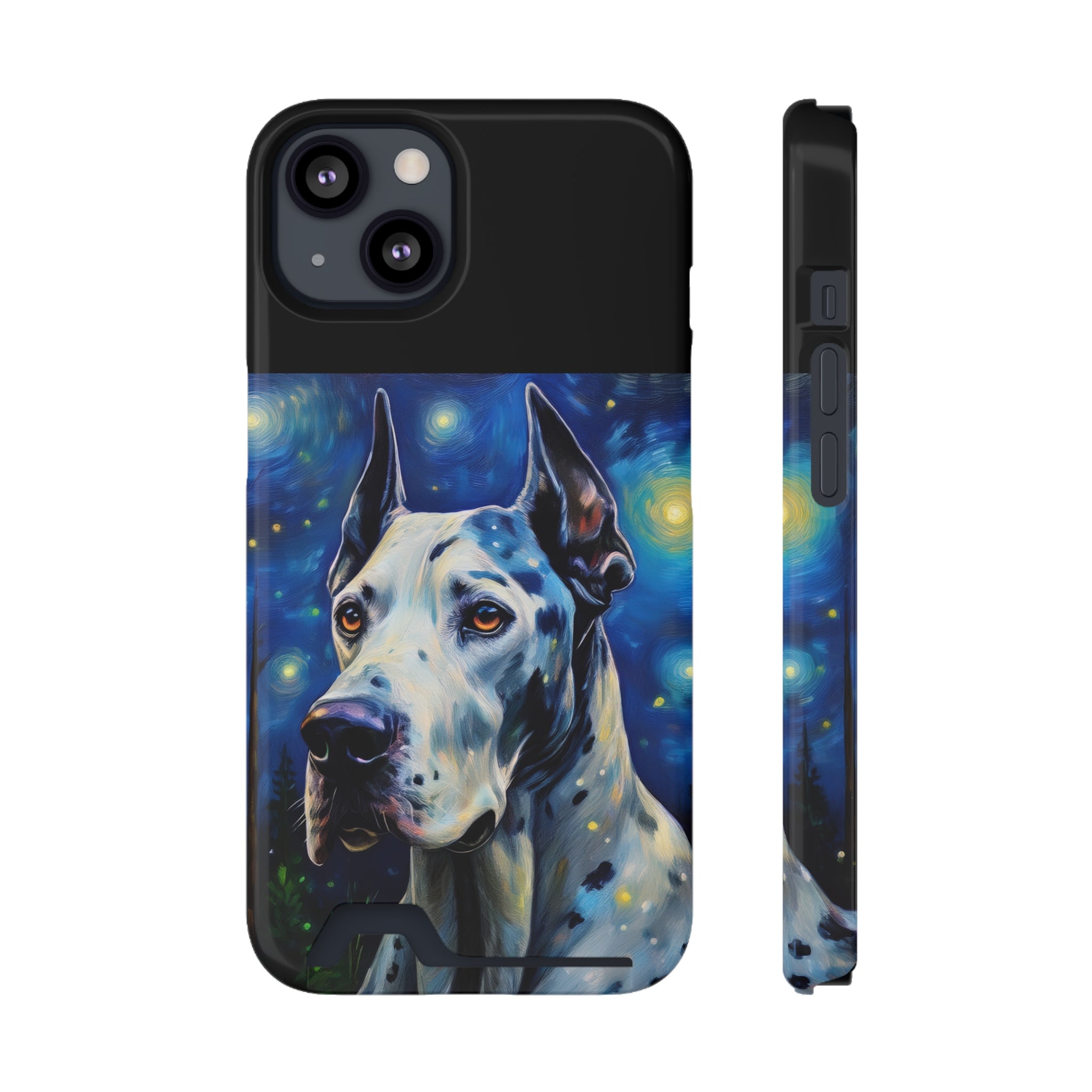 Great Dane Stary Night Phone Case with Card Holder