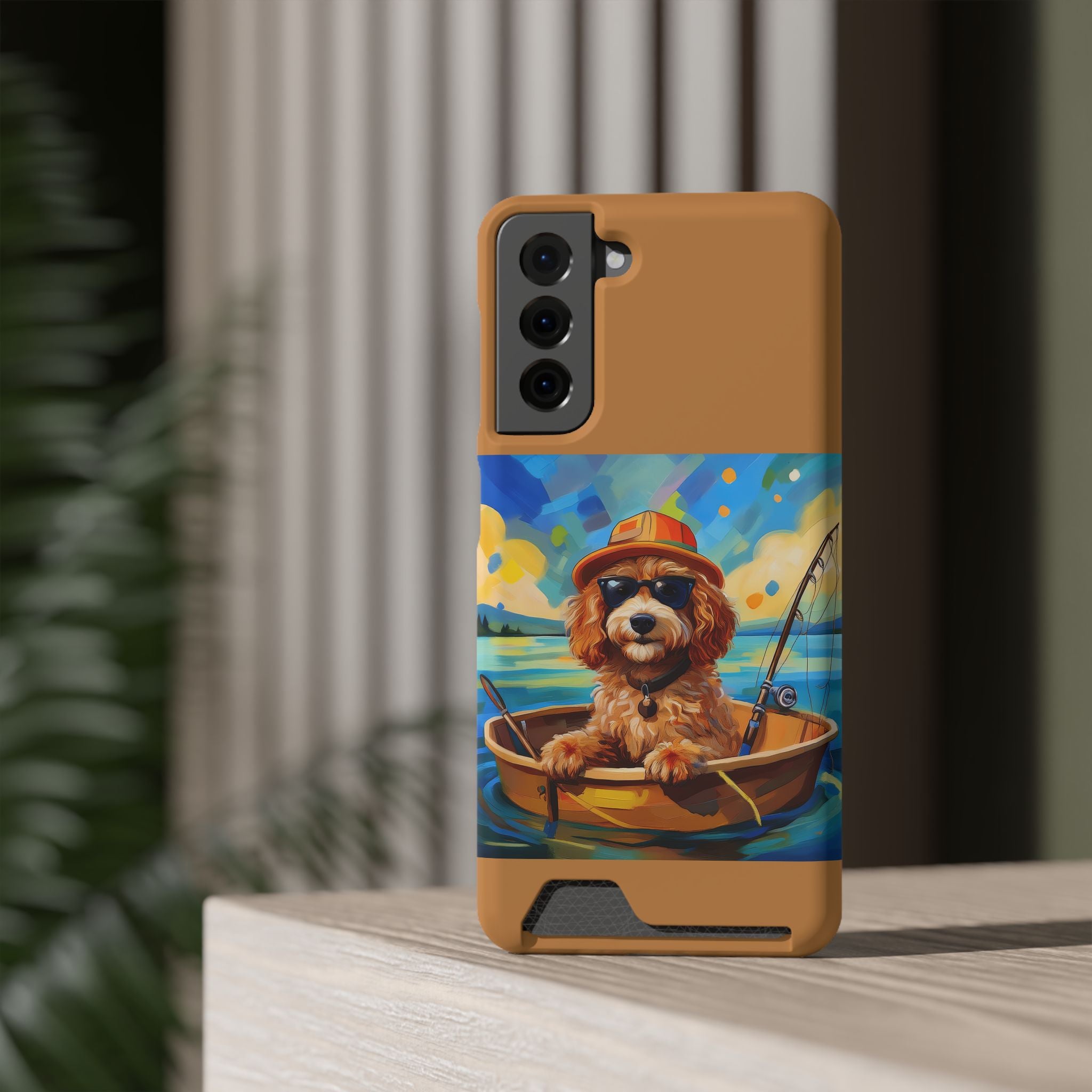 Doodle Fishing Phone Case with Card Holder