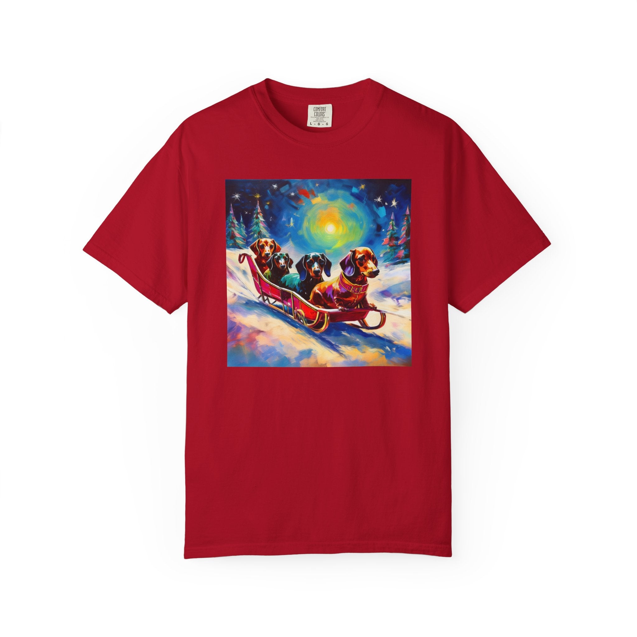 Dachshund Night Sleighride Unisex Garment-Dyed T-shirt