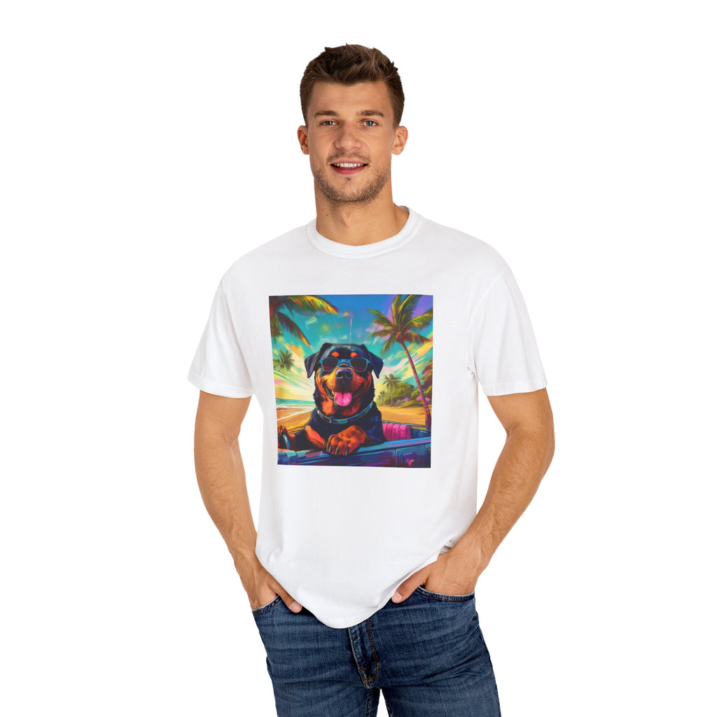 Rottweiler Beach Drive Unisex Garment-Dyed T-shirt