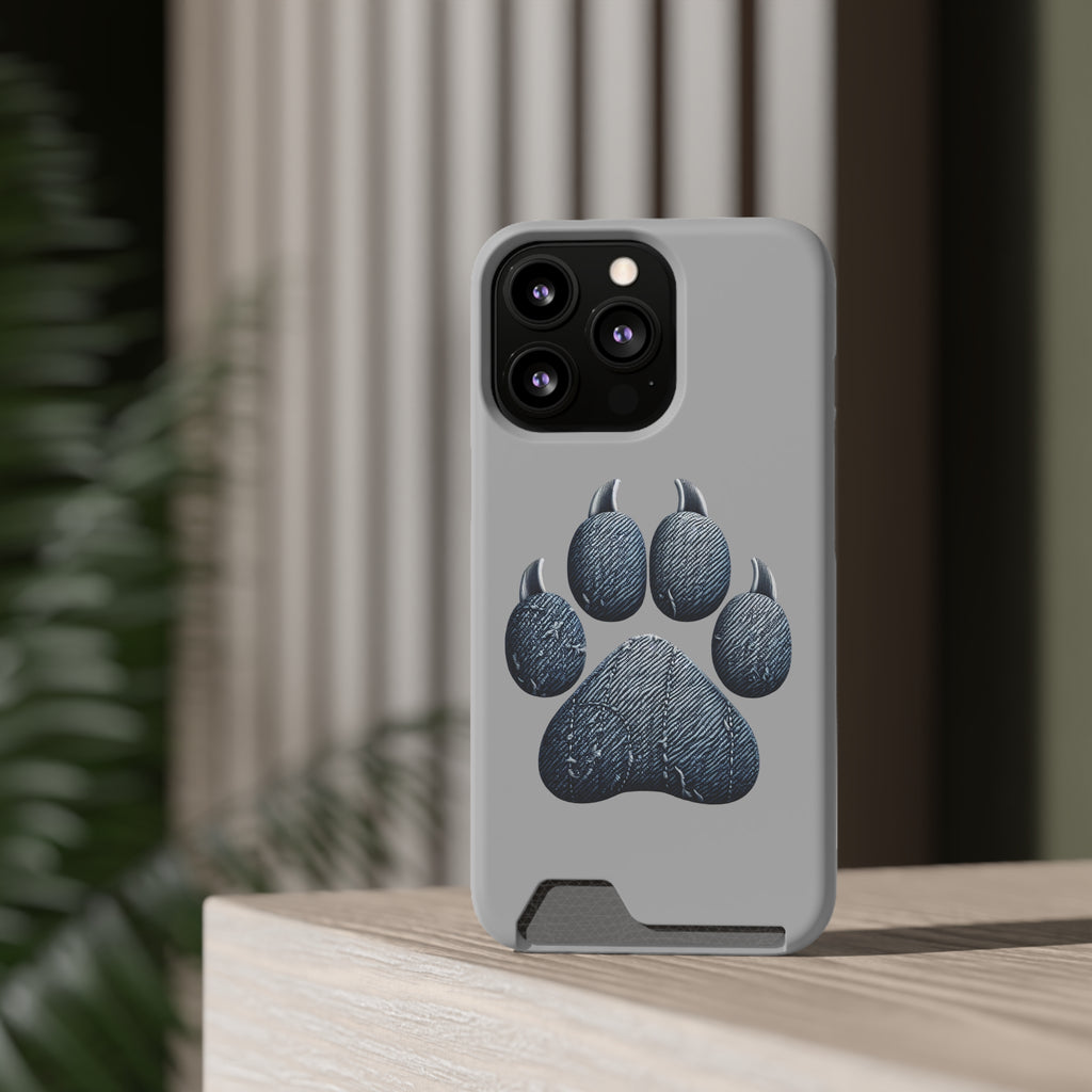 Denim Dog Paw Phone Case with Card Holder