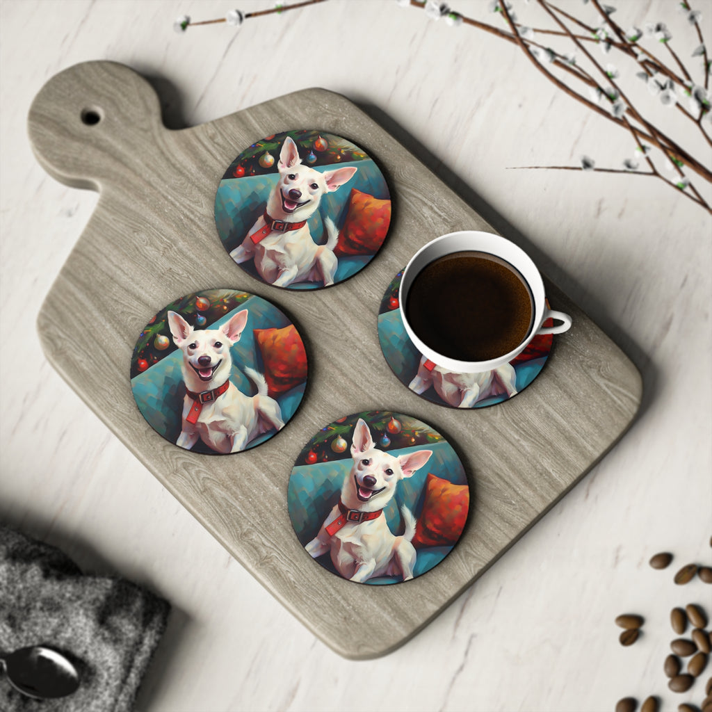 White Corgi Holiday II Coasters