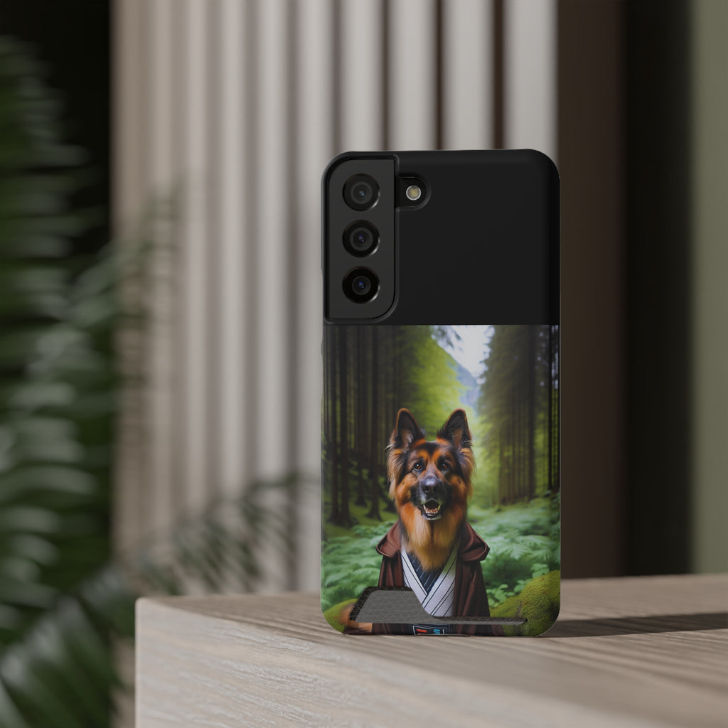 German Shepherd Forest Night Phone Case with Card Holder