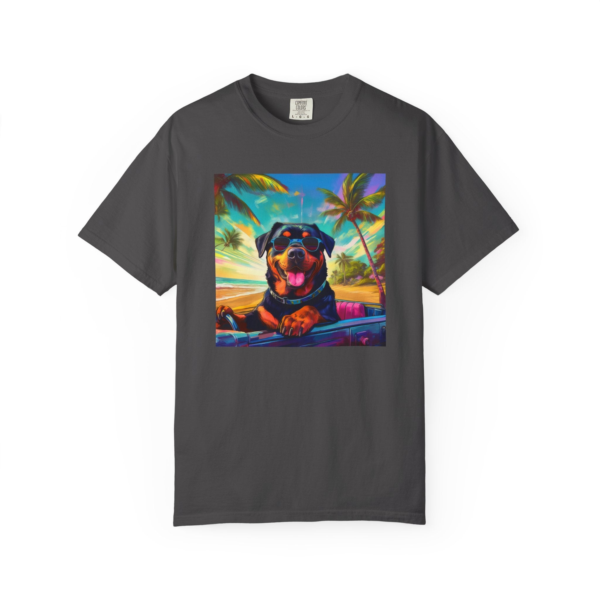 Rottweiler Beach Drive Unisex Garment-Dyed T-shirt