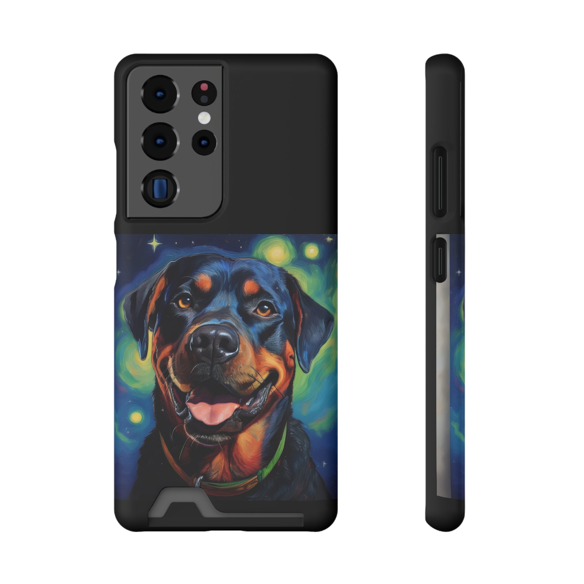 Rottweiler Stary Night Phone Case with Card Holder