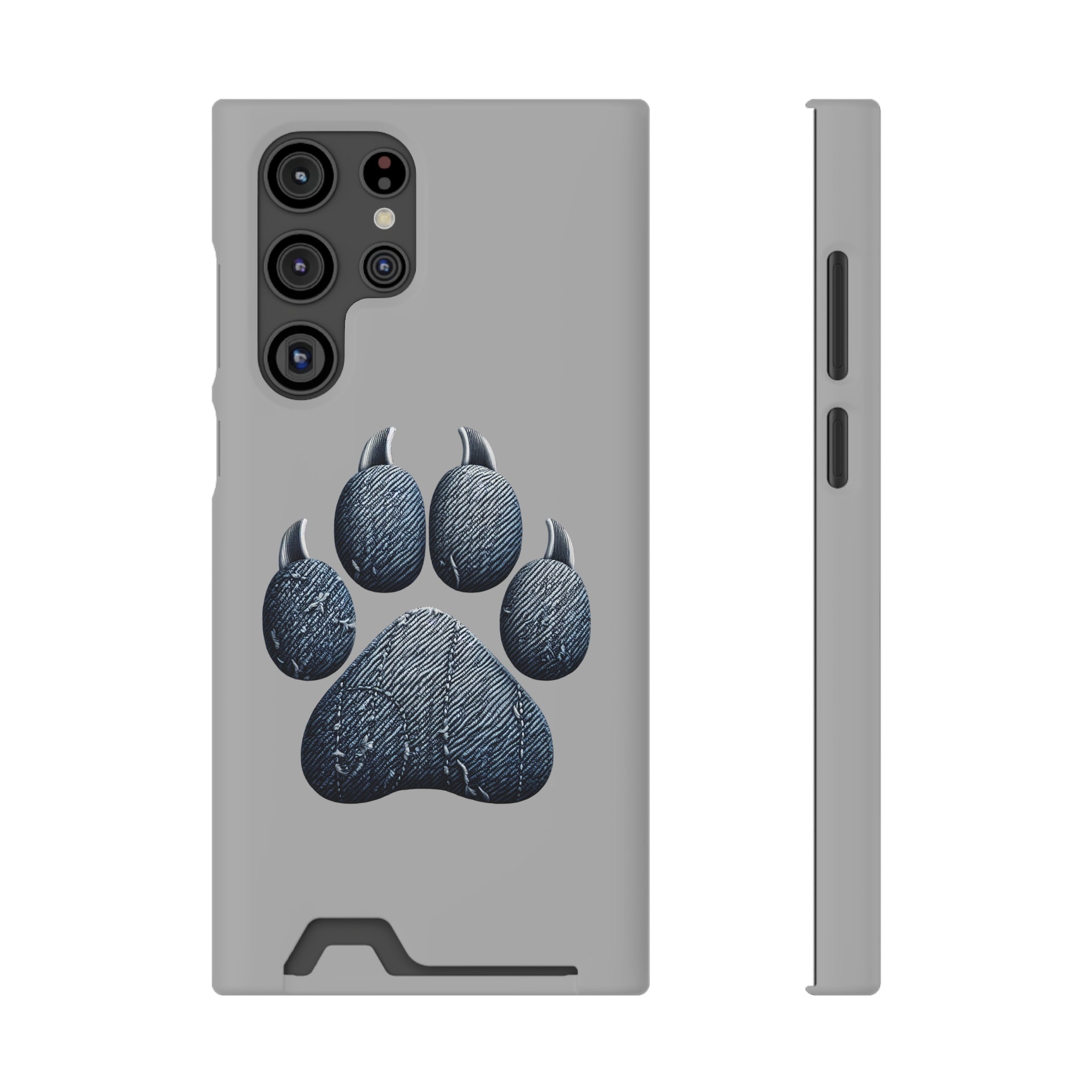 Denim Dog Paw Phone Case with Card Holder