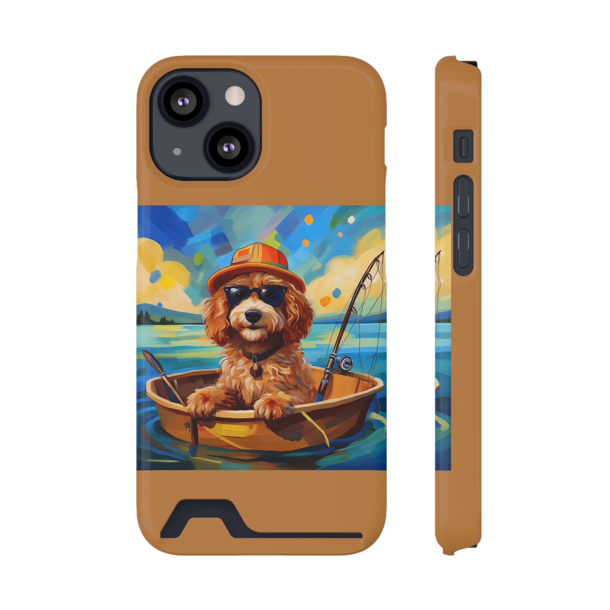 Doodle Fishing Phone Case with Card Holder