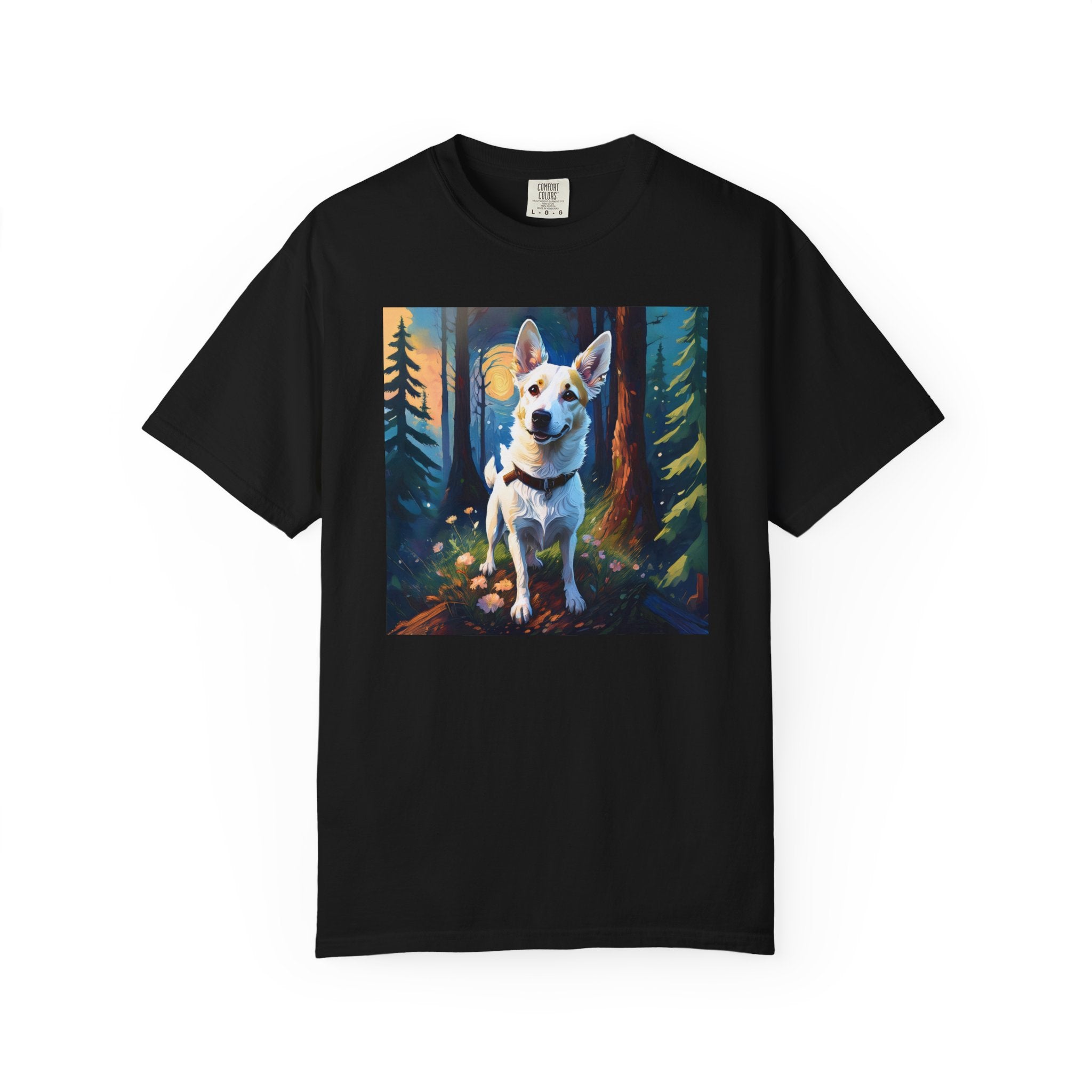 White/Tan Dog Forest Walk Unisex Garment-Dyed T-shirt