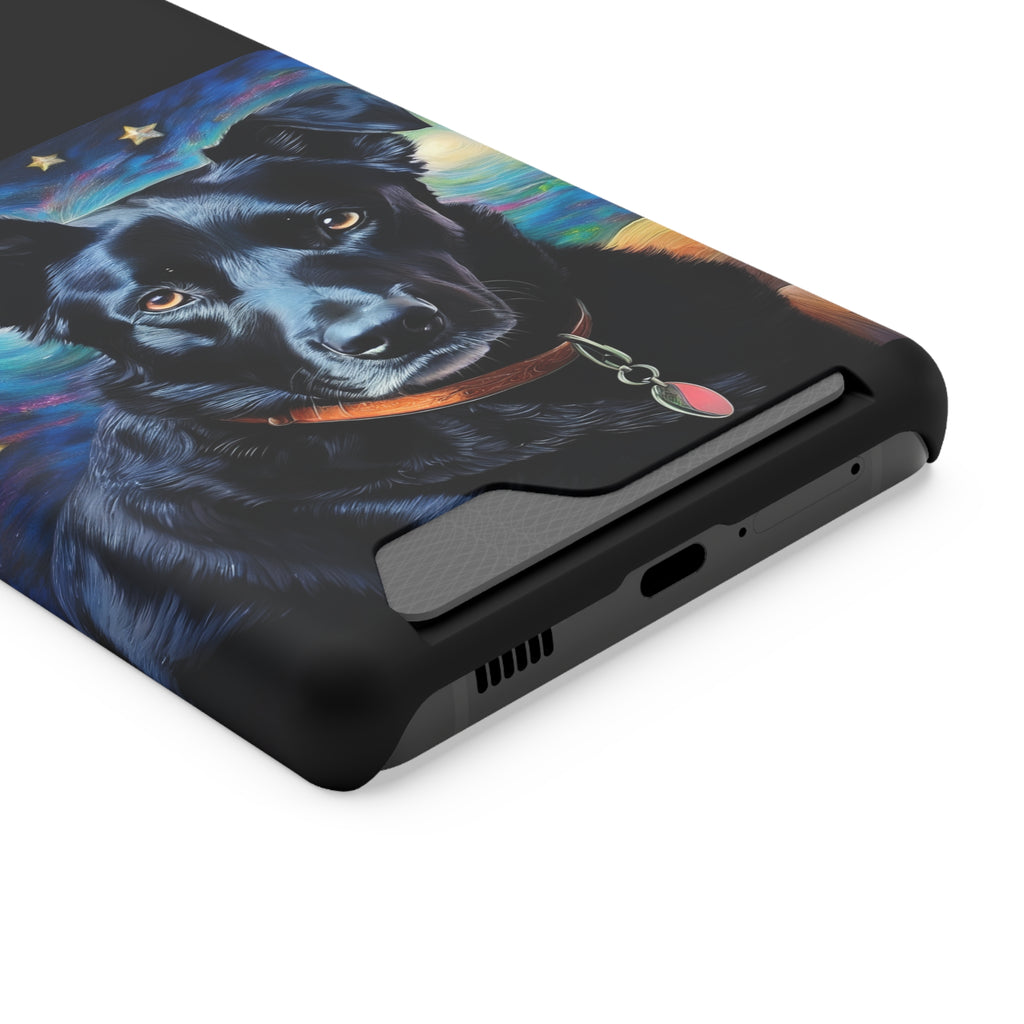 Black Shepherd Lab Stary Night Phone Case with Card Holder
