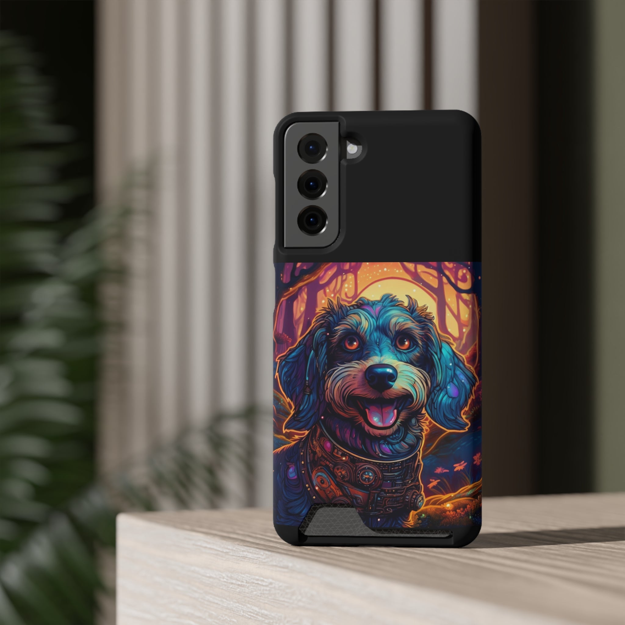 Dachshund Steampunk Phone Case with Card Holder