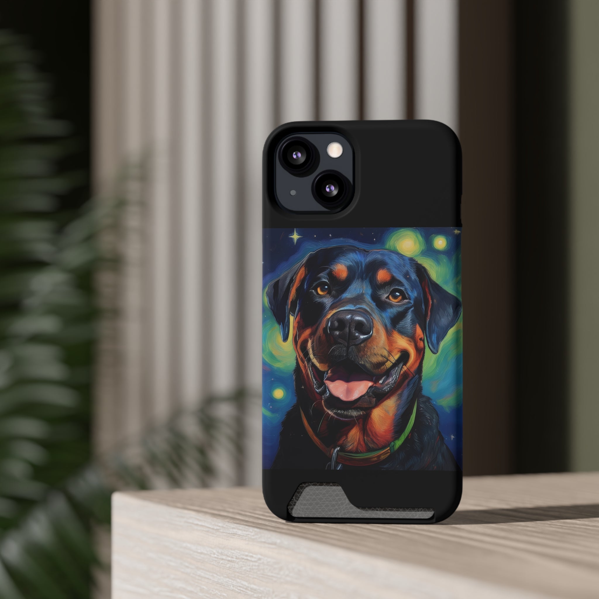Rottweiler Stary Night Phone Case with Card Holder