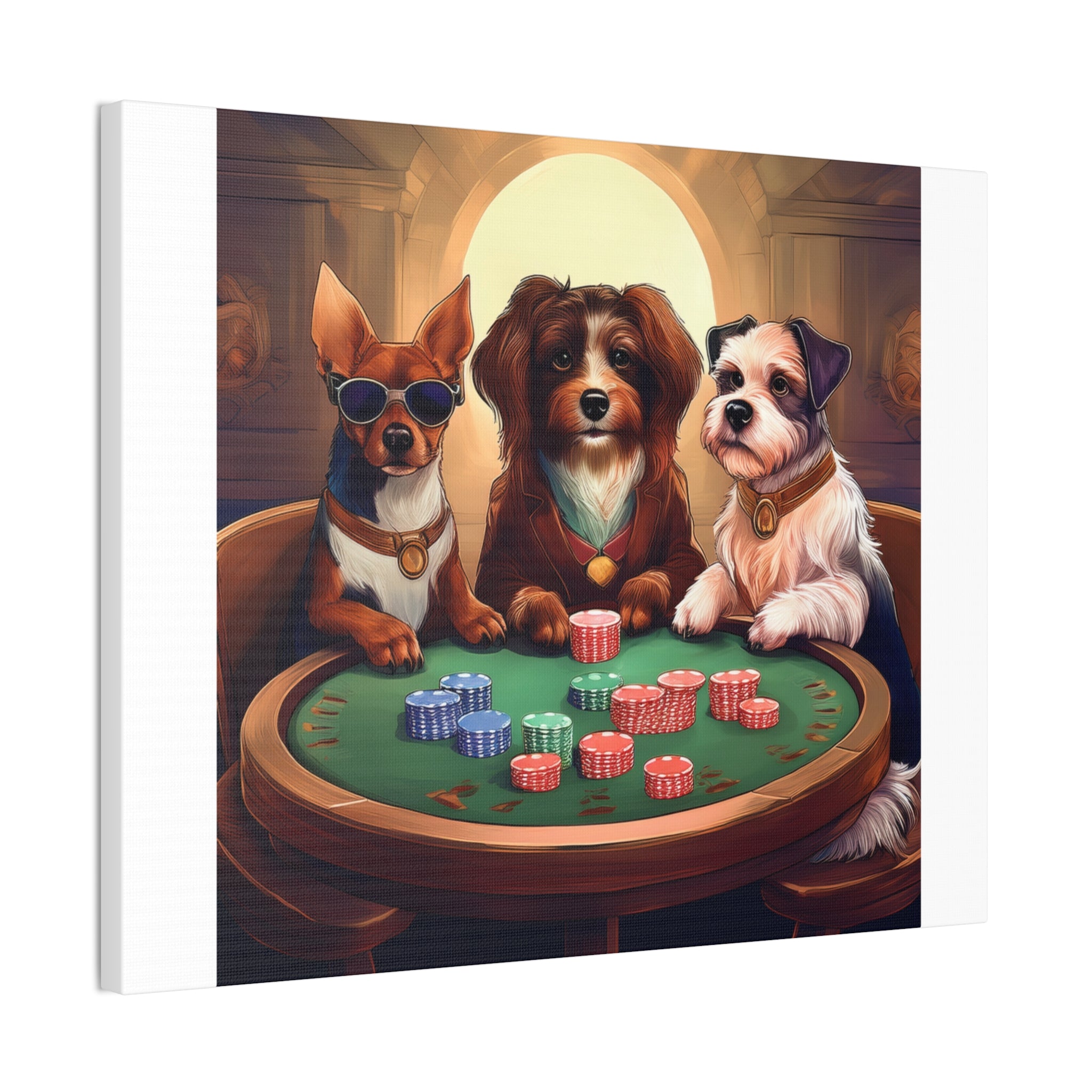 Puppy Poker Canvas Stretched, 0.75"