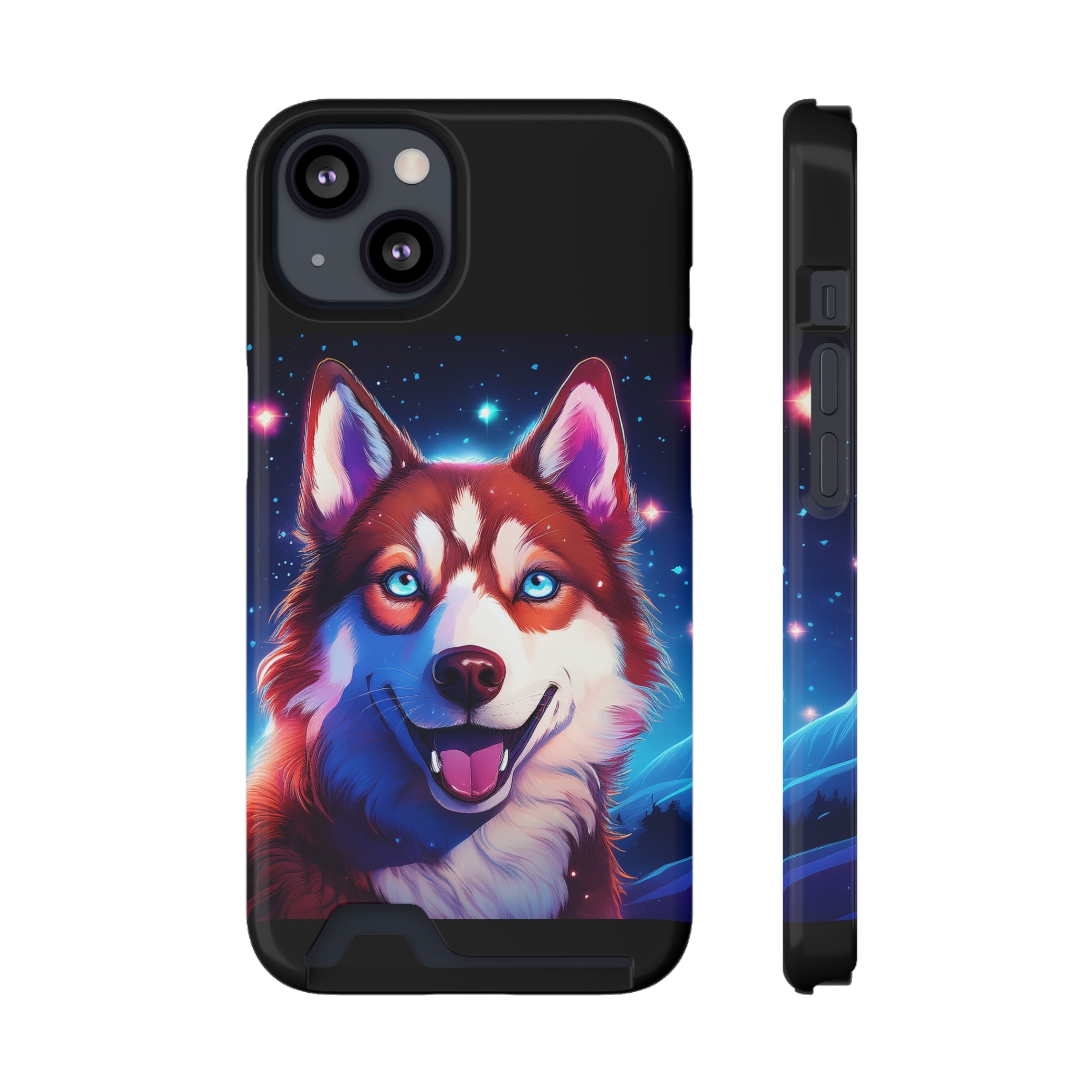 Eskimo Husky Stary Night Phone Case with Card Holder