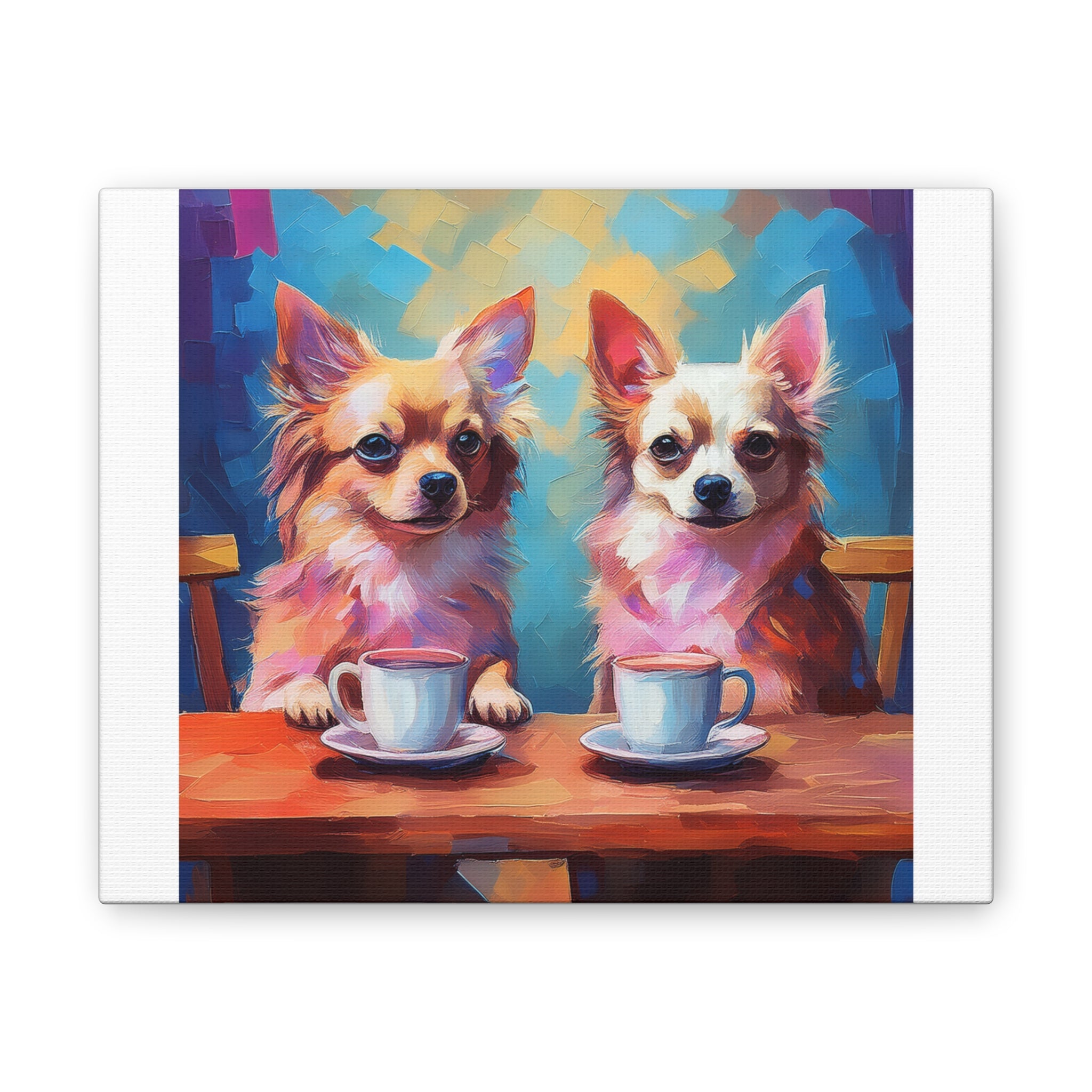 Cafe con Chihuahua Canvas Stretched, 0.75"