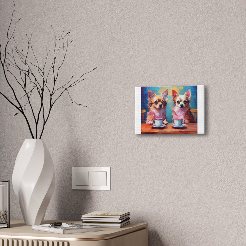 Cafe con Chihuahua Canvas Stretched, 0.75"