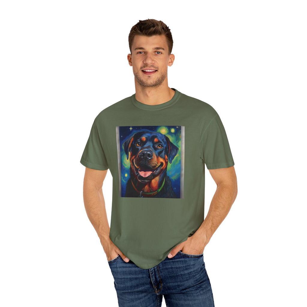 Rottweiler Stary Night Unisex Garment-Dyed T-shirt