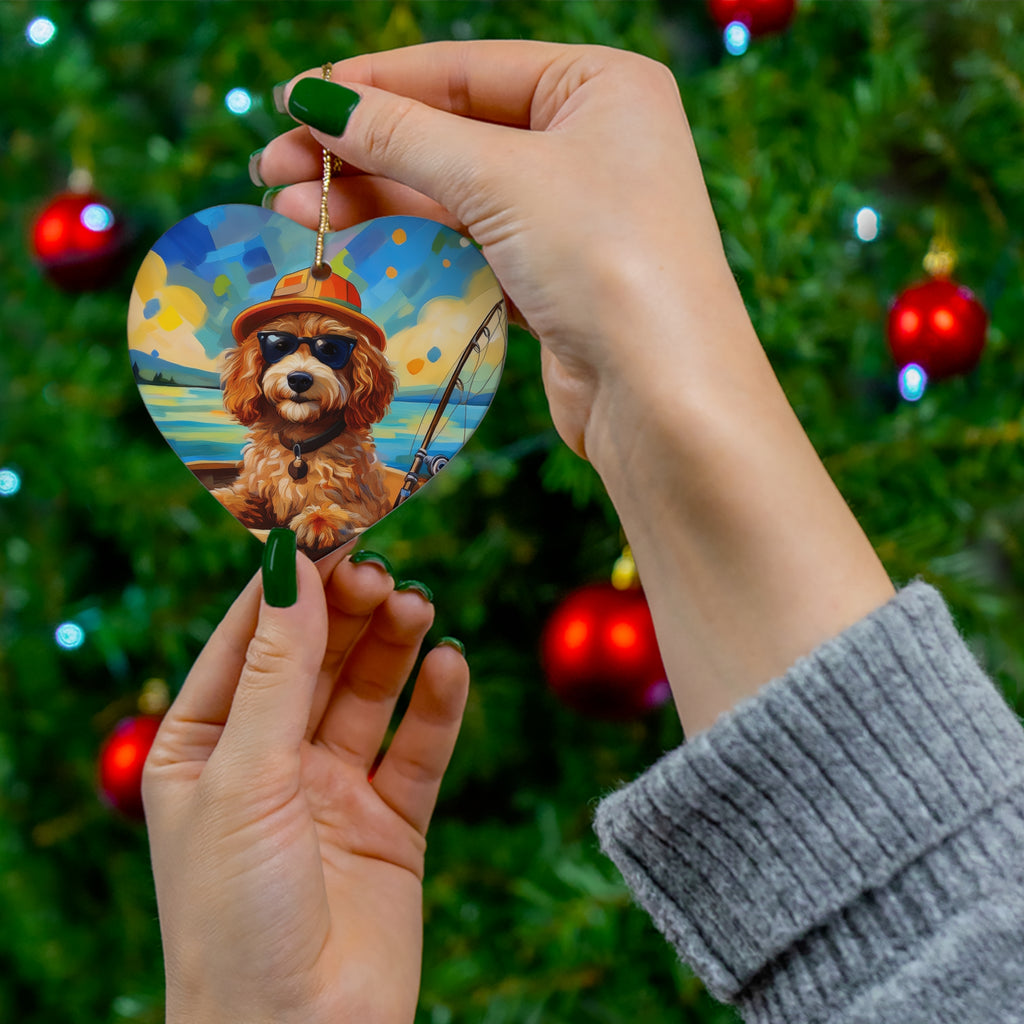 Doodle Fishing Ceramic Ornament